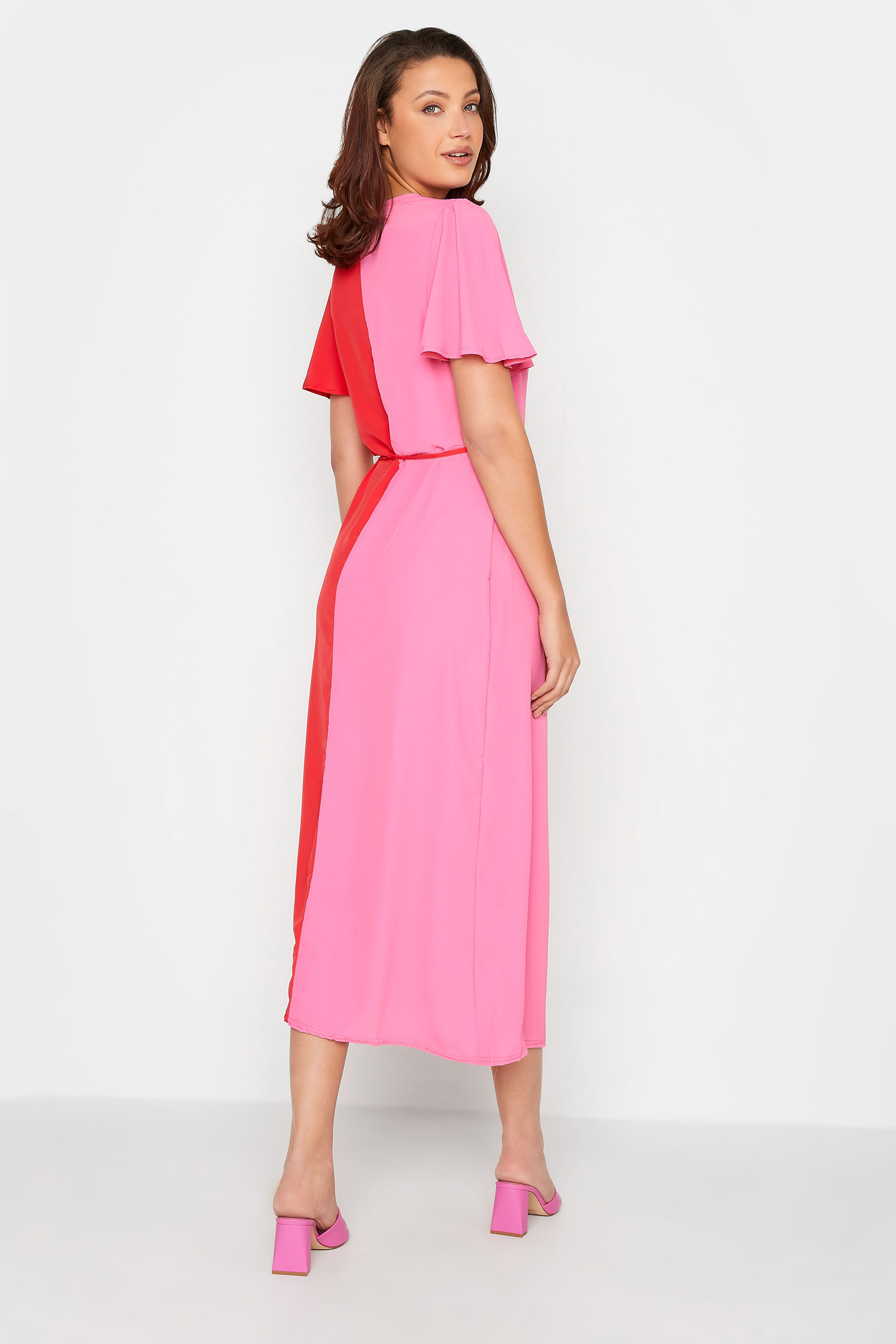 LTS Tall Women's Pink & Red Two Tone Wrap Dress | Long Tall Sally 3
