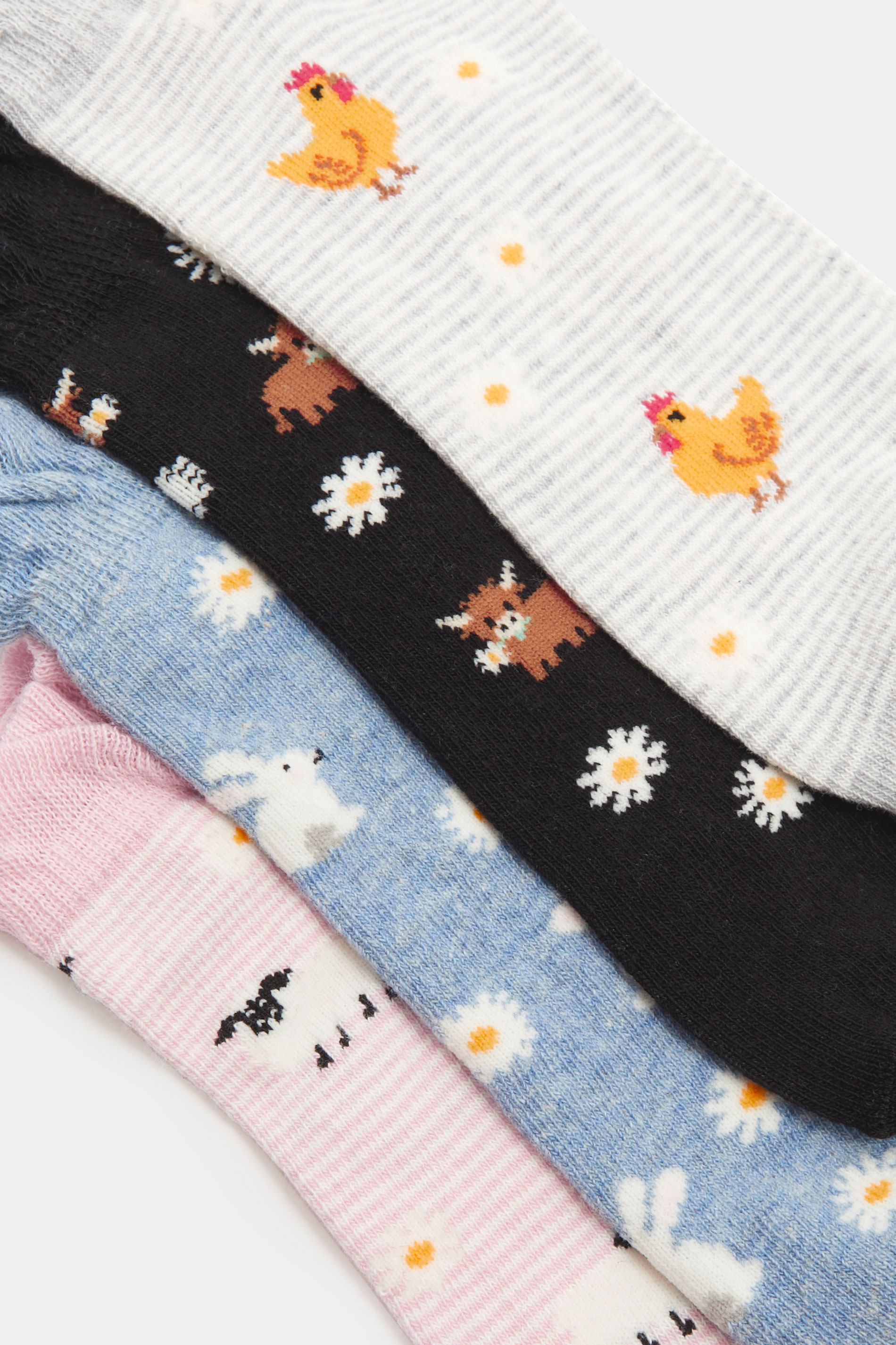 YOURSET 4 PACK Plus Size Pink Farm Animal Print Trainer Liner Socks | Yours Clothing 4