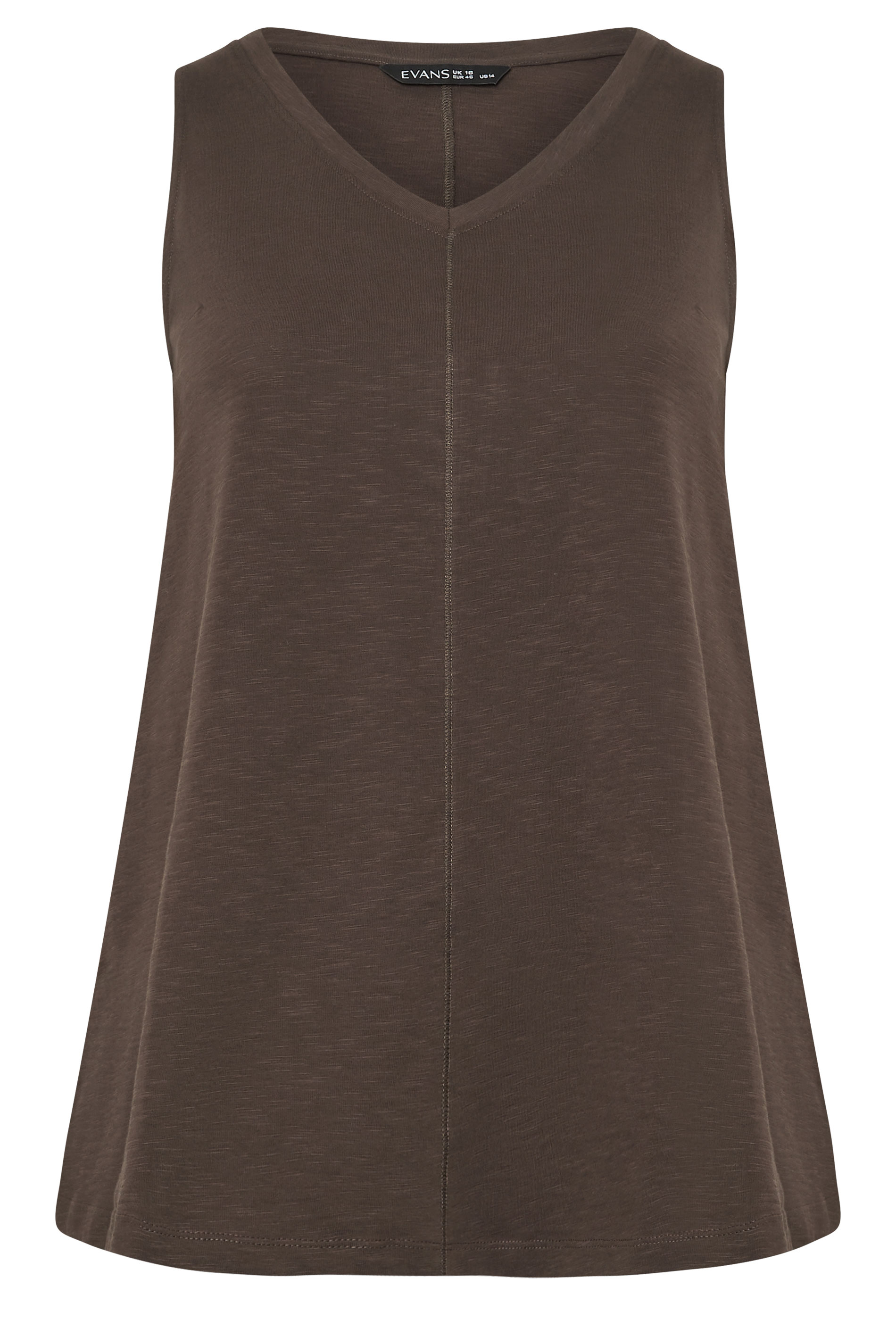 EVANS Plus Size Chocolate Brown Premium Cotton Vest Top 5