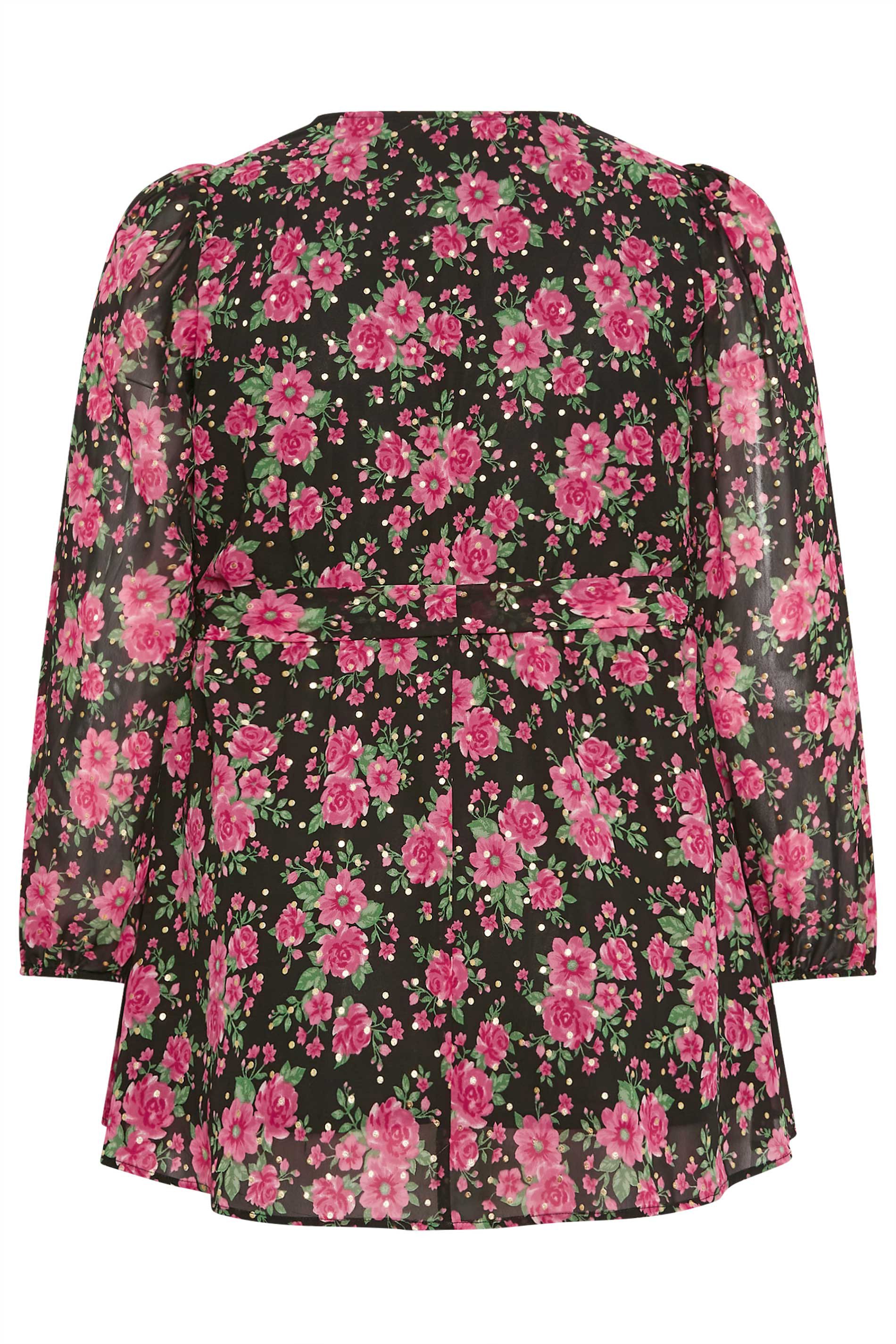 YOURS LONDON Plus Size Floral Print Wrap Top | Yours Clothing