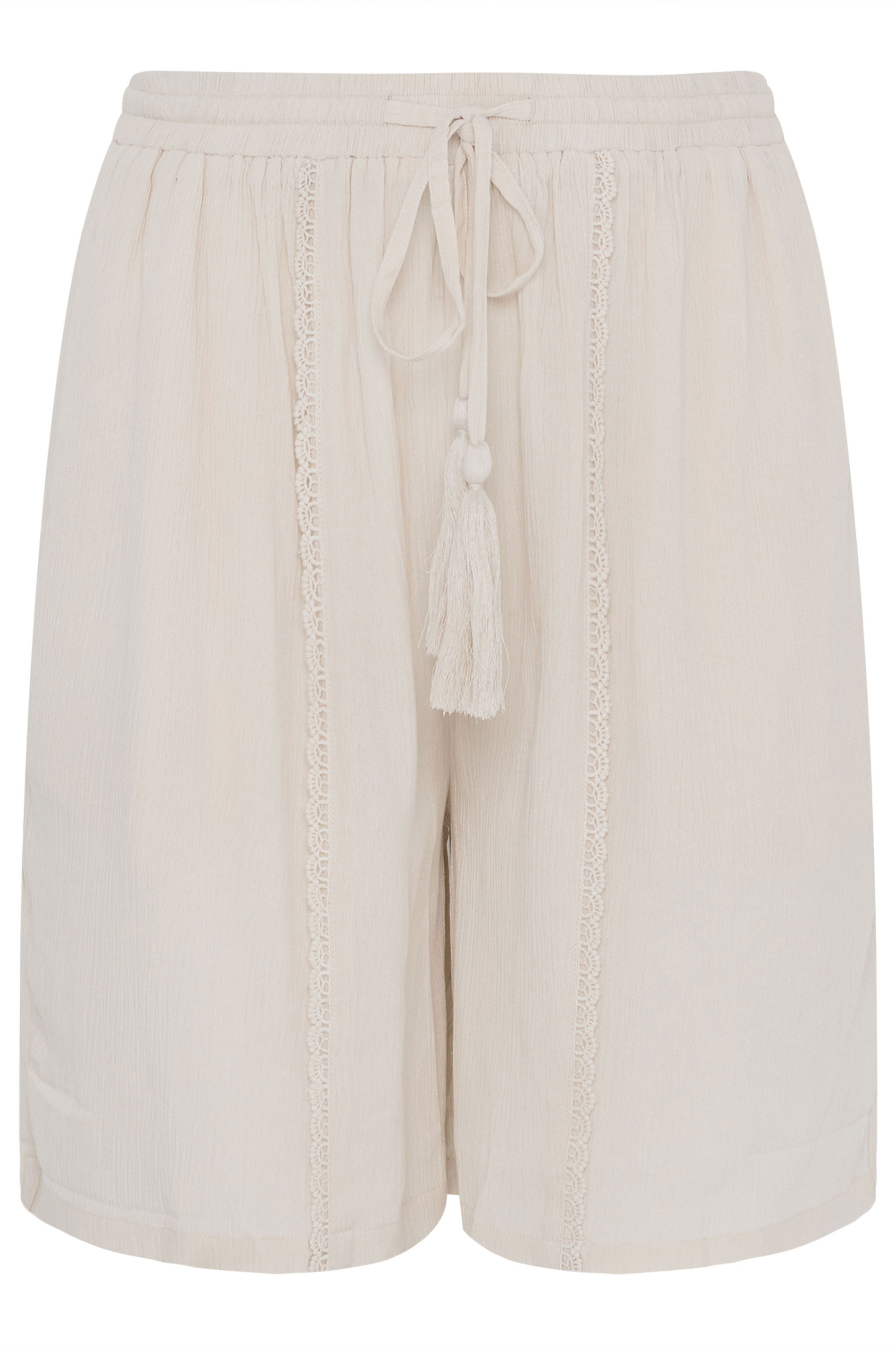 YOURS Plus Size Natural Brown Scallop Trim Shorts | Yours Clothing 6