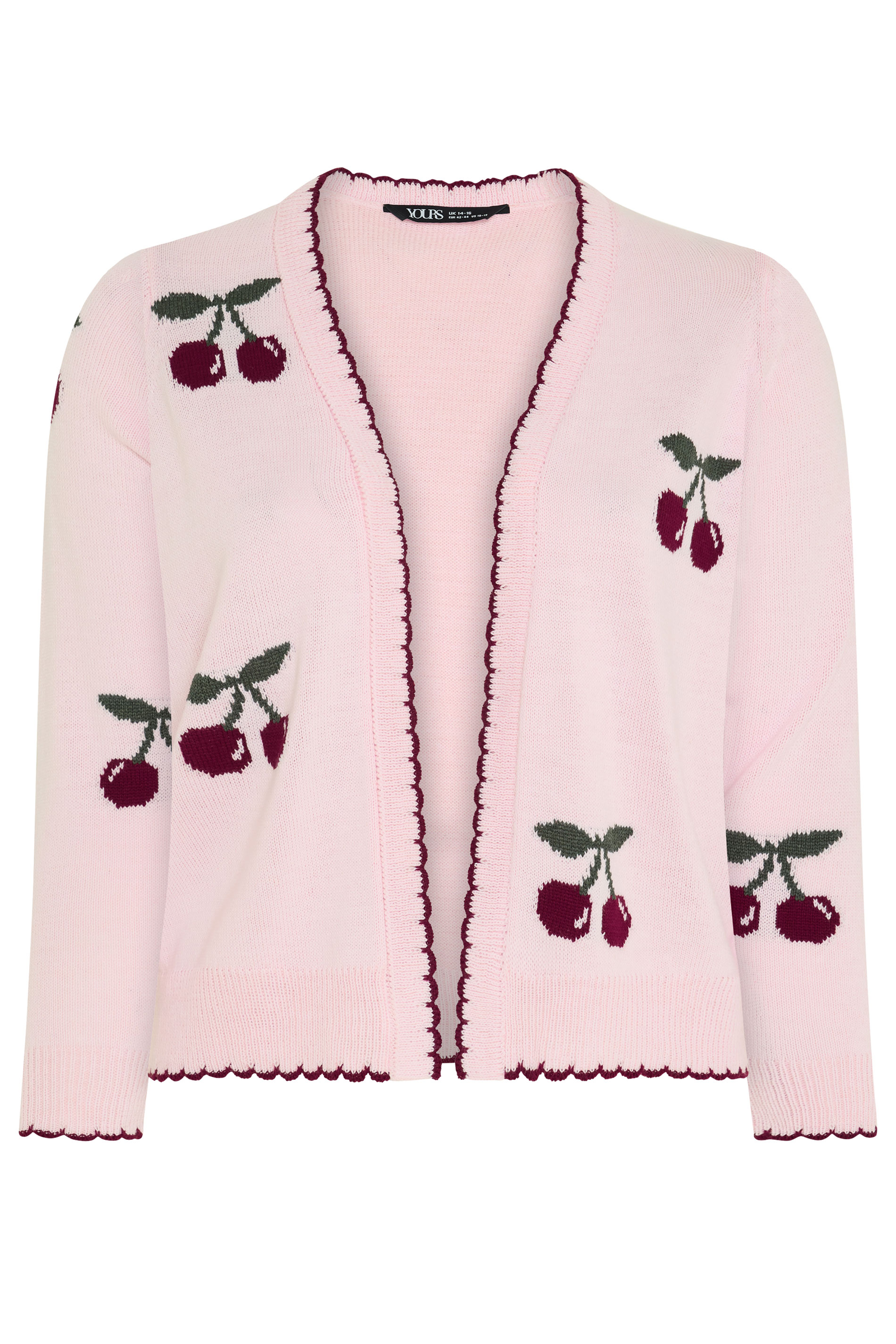 YOURS Plus Size Pink Scallop Cherry Cardigan 5
