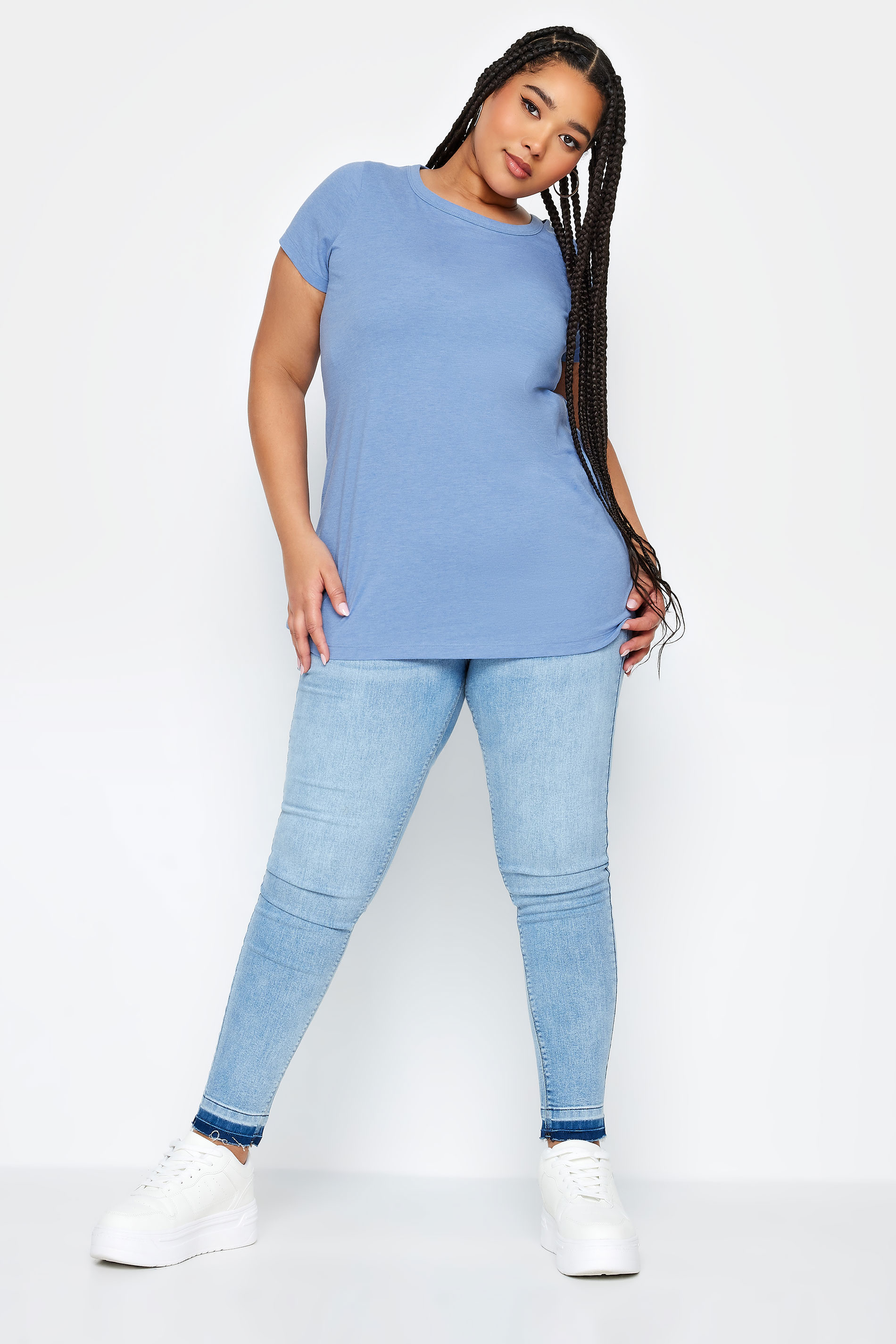 YOURS Plus Size Blue Short Sleeve T-Shirt | Yours Clothing 2