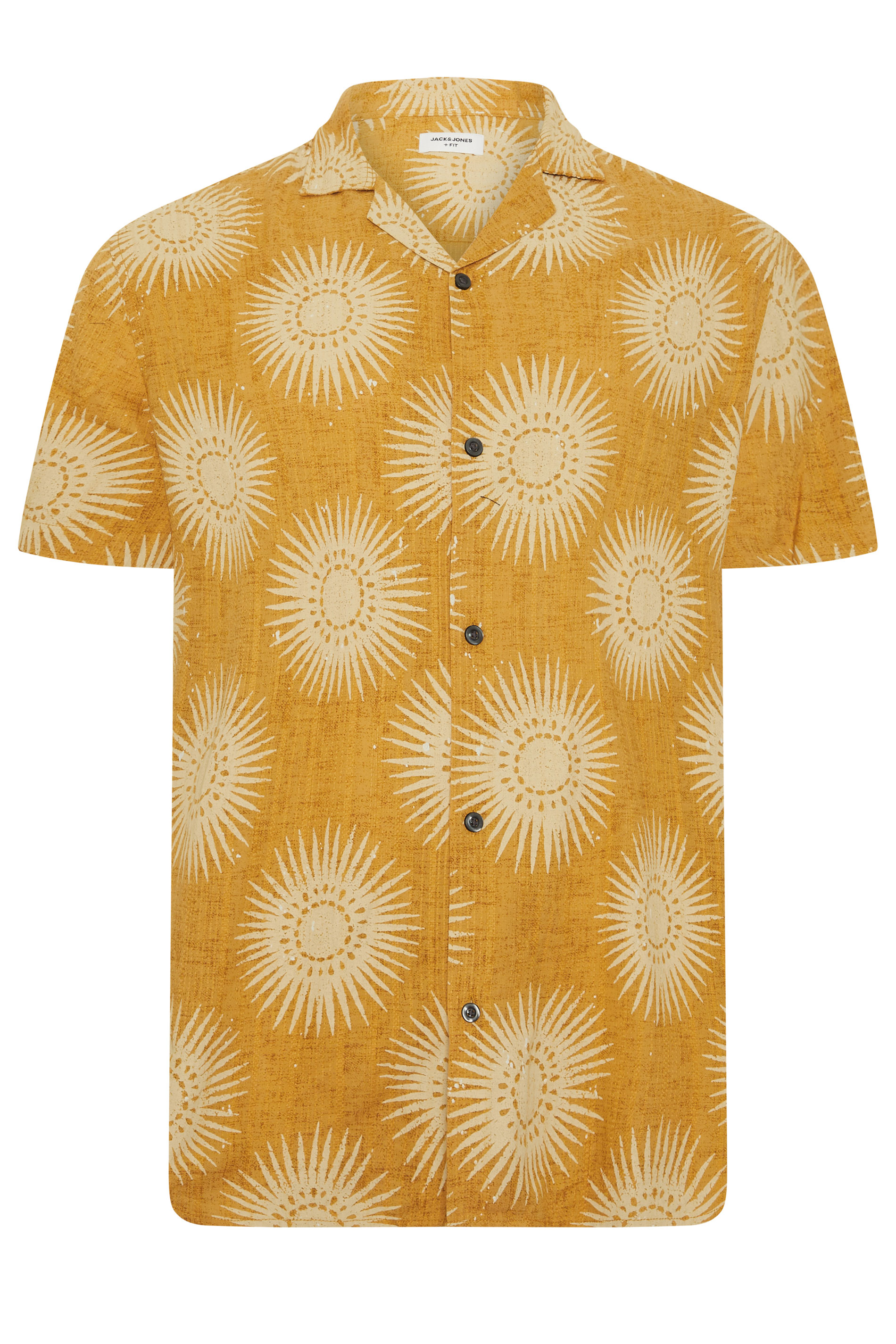 JACK & JONES Big & Tall Amber Brown Sun Print Resort Shirt | BadRhino 2