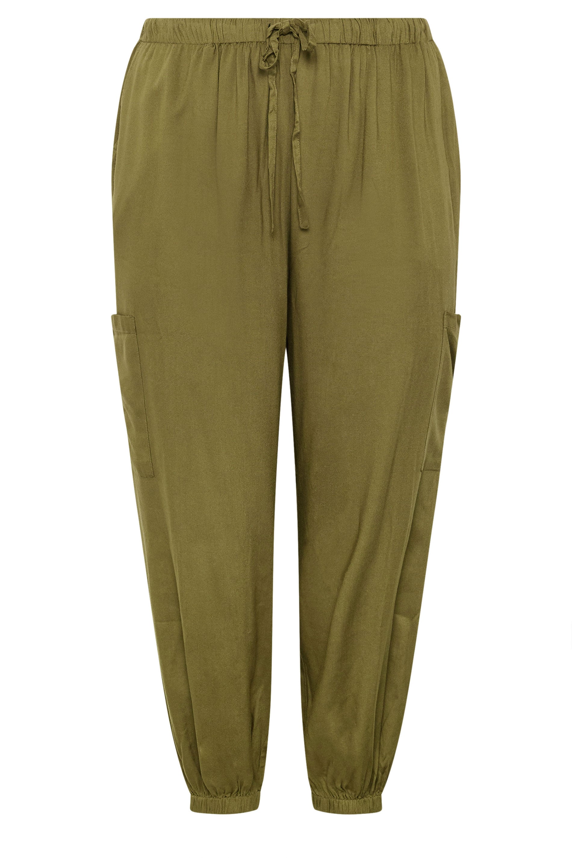 YOURS Plus Size Green Cargo Balloon Trousers | Yours Clothing 5