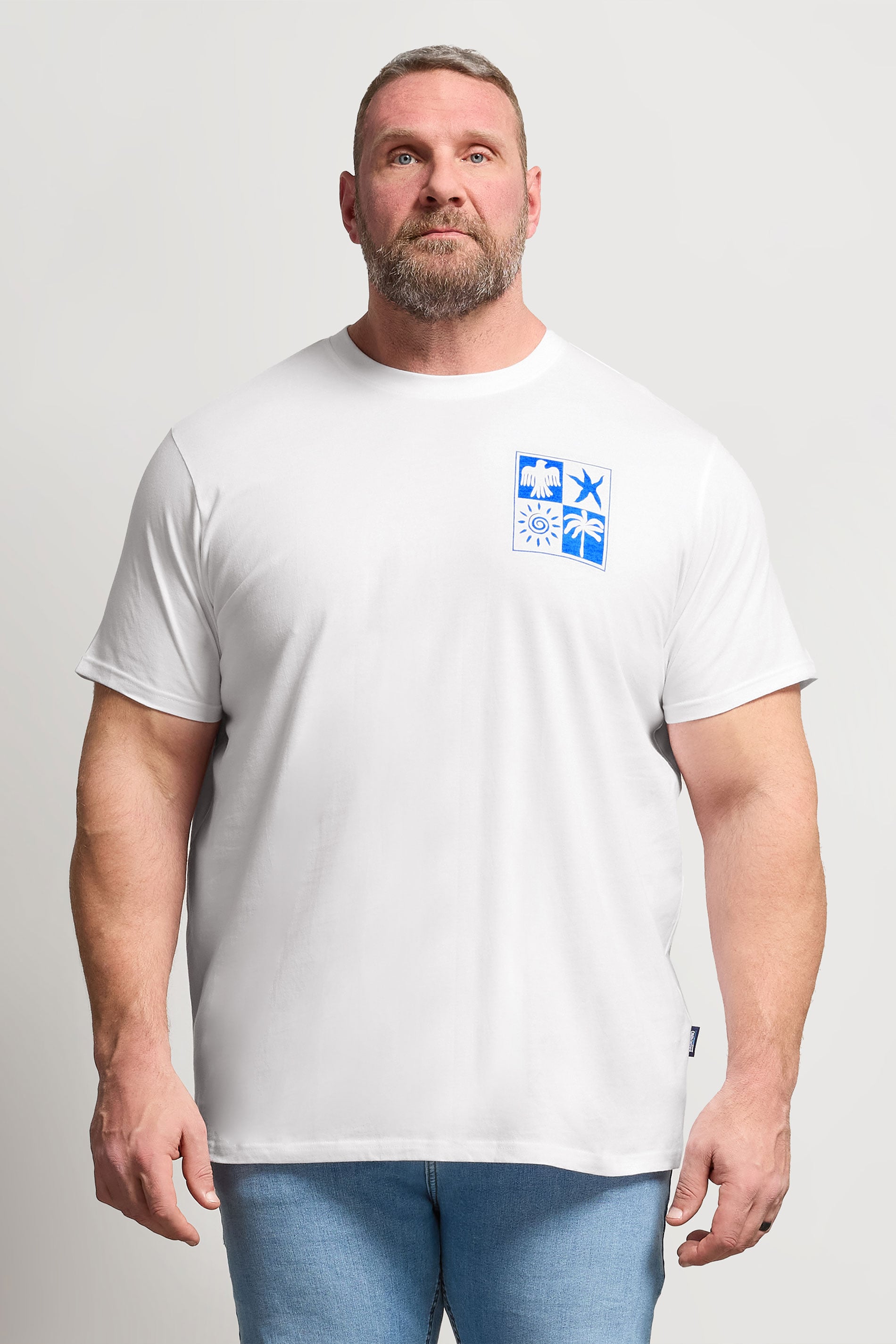 BadRhino Big & Tall White & Blue Graphic T-Shirt | BadRhino 1