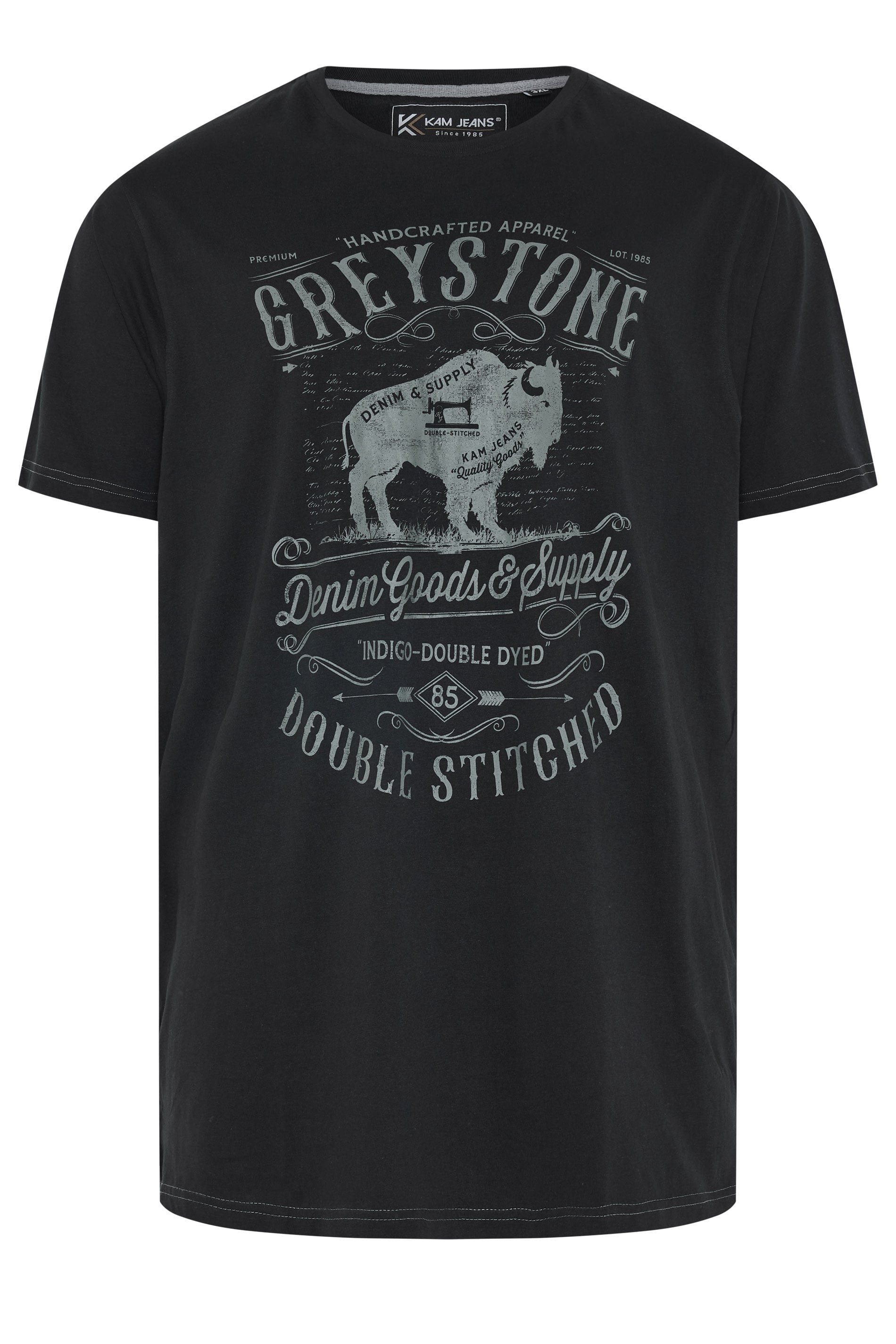 KAM Big & Tall Black 'Greystone' Graphic Print T-Shirt | BadRhino 1