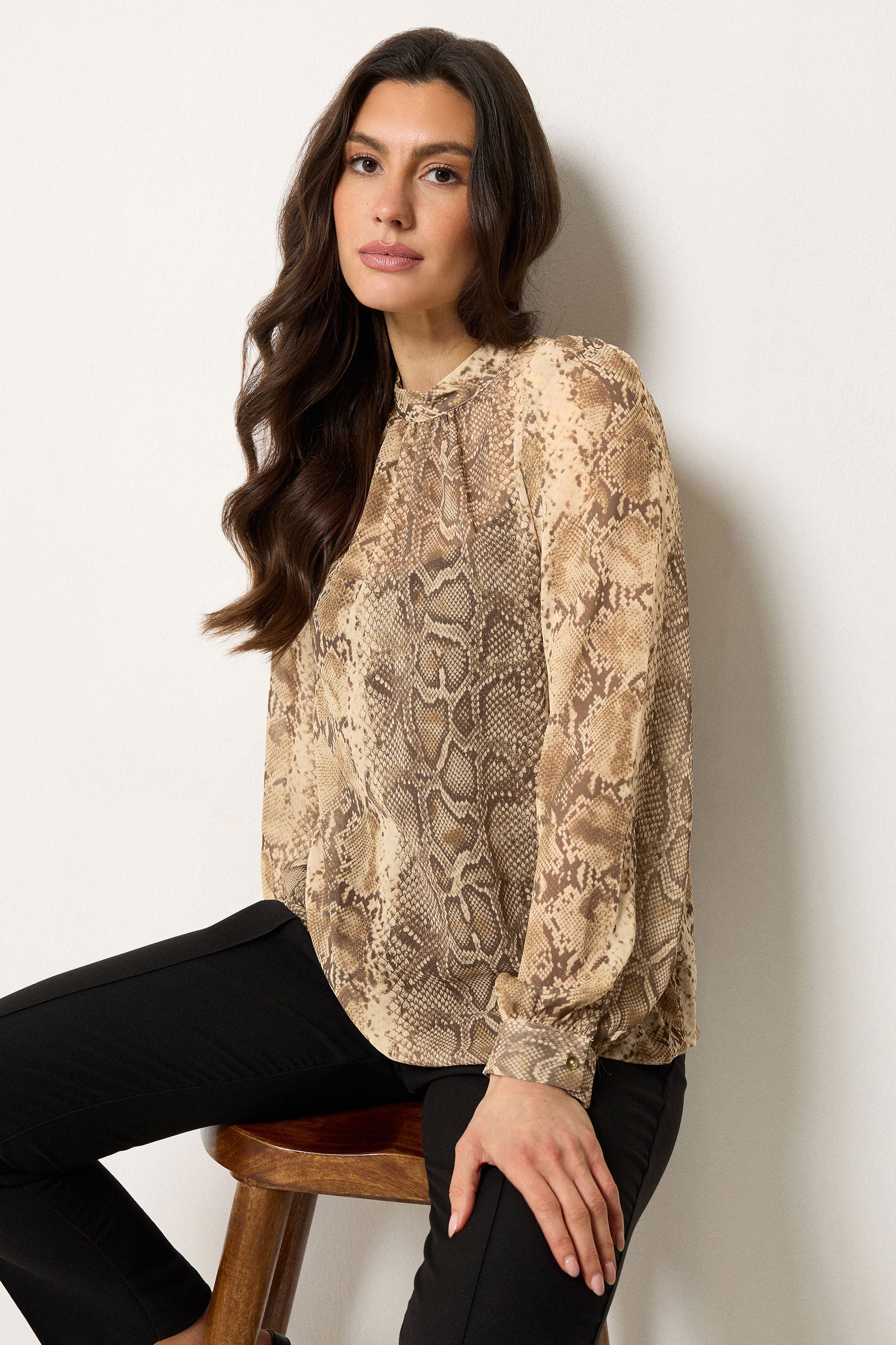 M&Co Brown Snake Print Blouse | M&Co 3