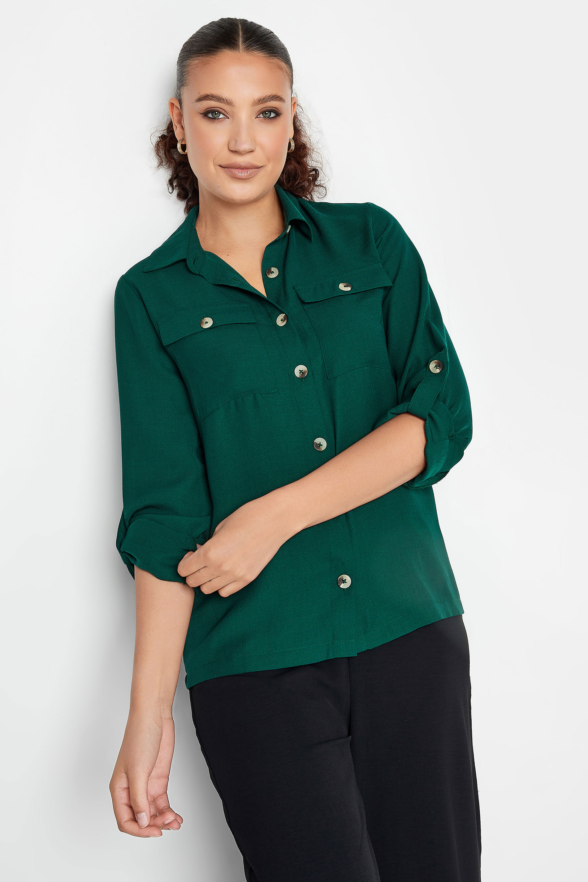 LTS Tall Green Long Sleeve Utility Shirt | Long Tall Sally 1
