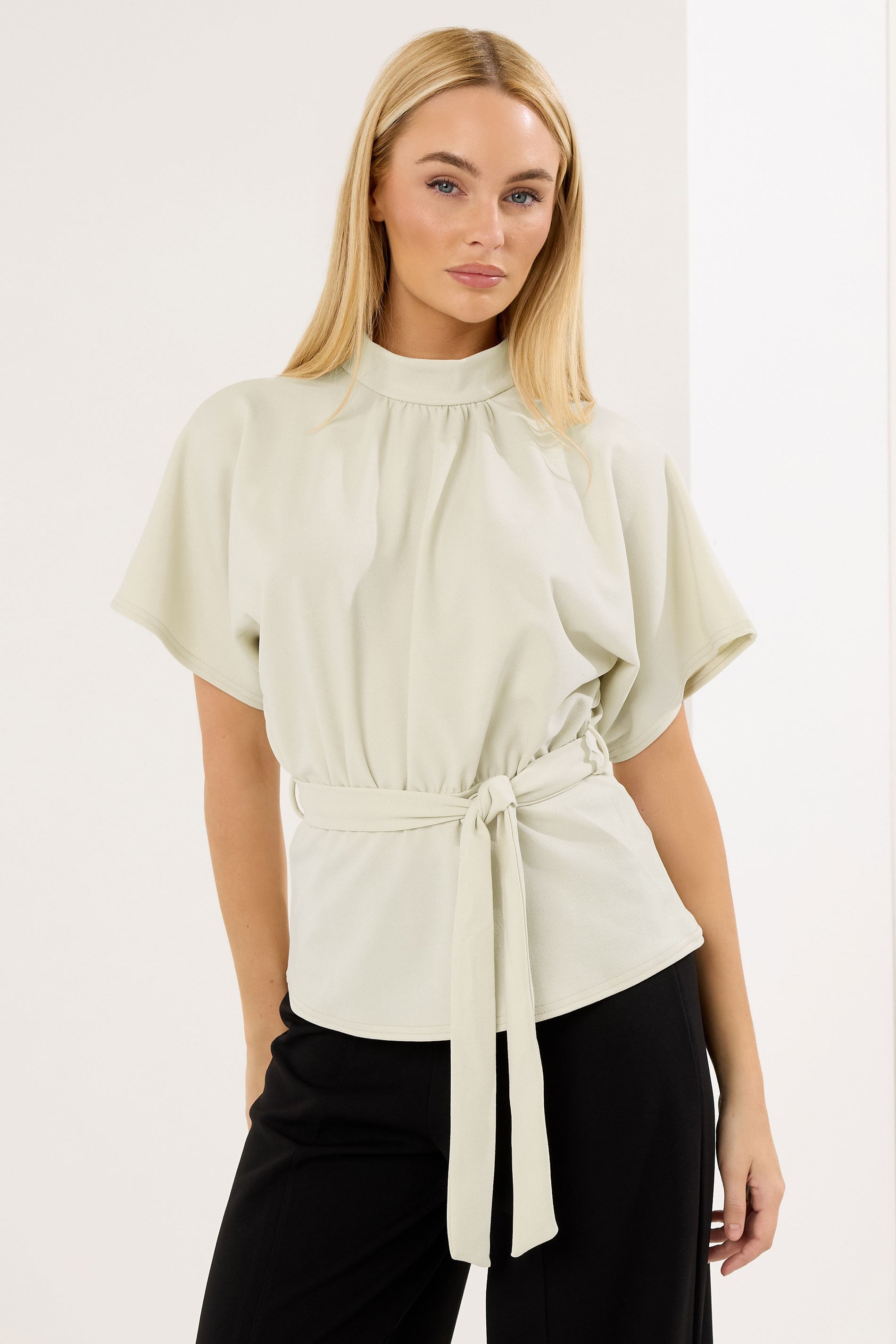 STAR Natural BrownHigh Neck Belted Top | StarByJM 3