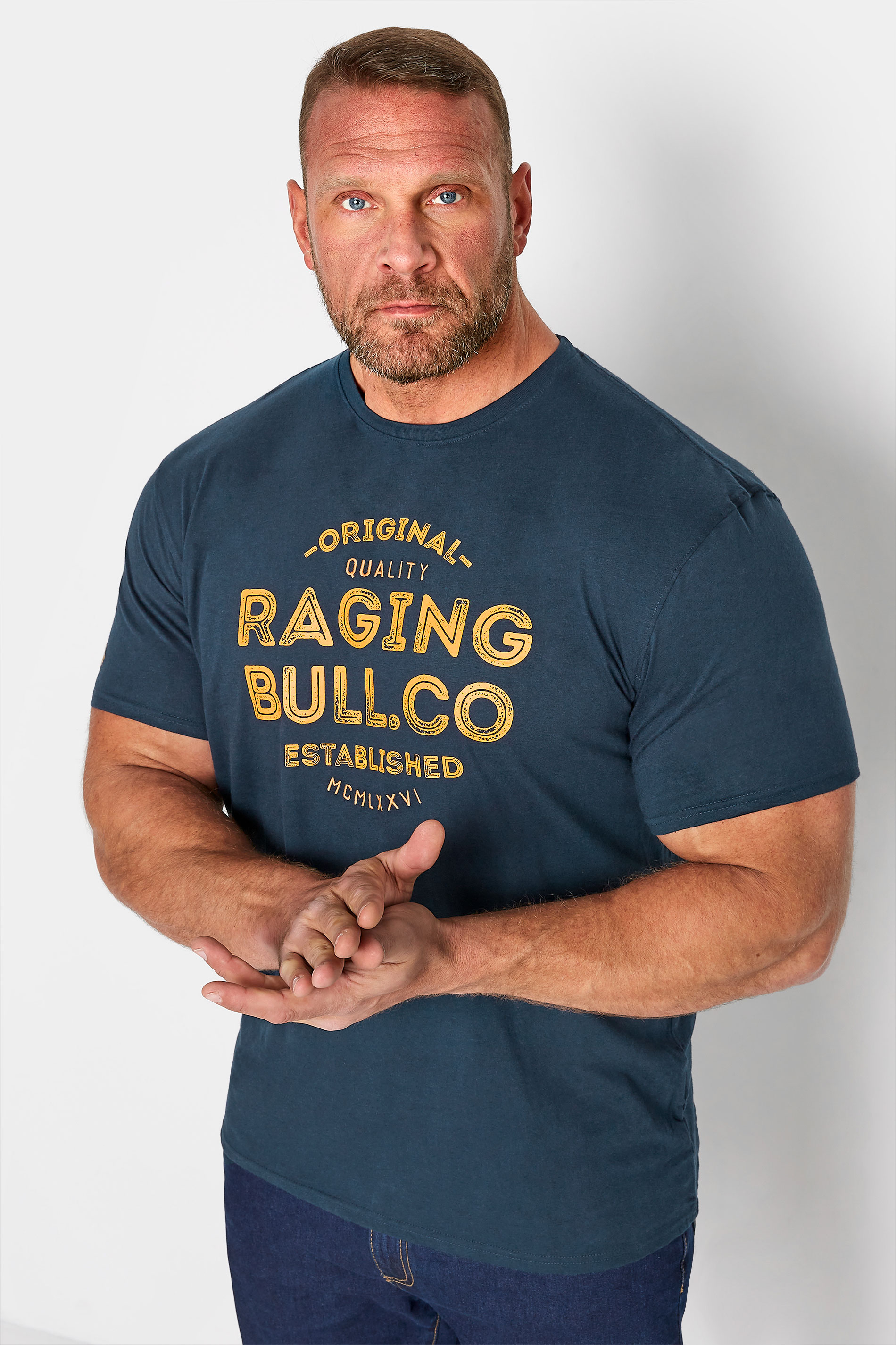 RAGING BULL Big & Tall Navy Blue Printed T-Shirt 1