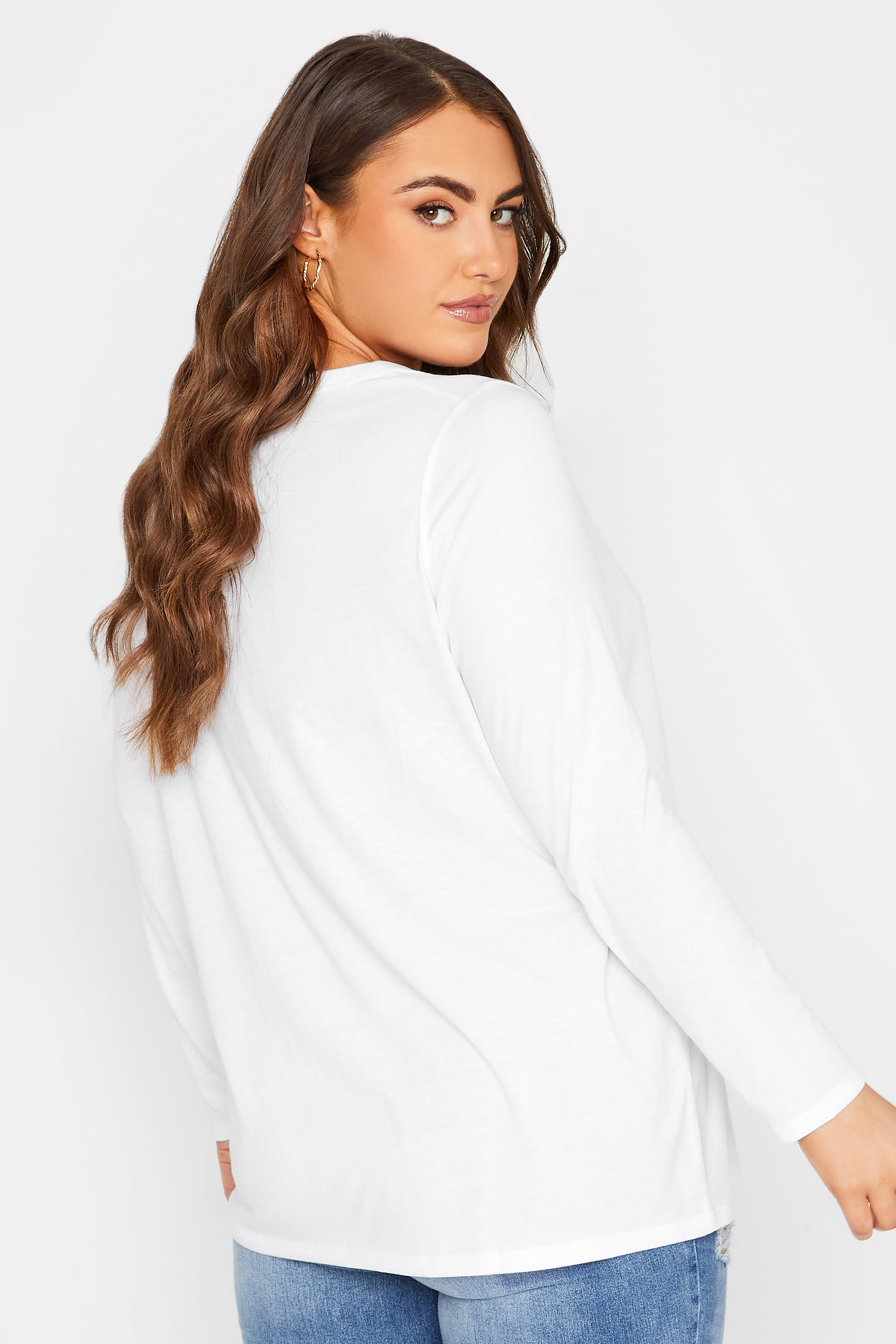 Plus Size White Long Sleeve T-Shirt | Yours Clothing 3