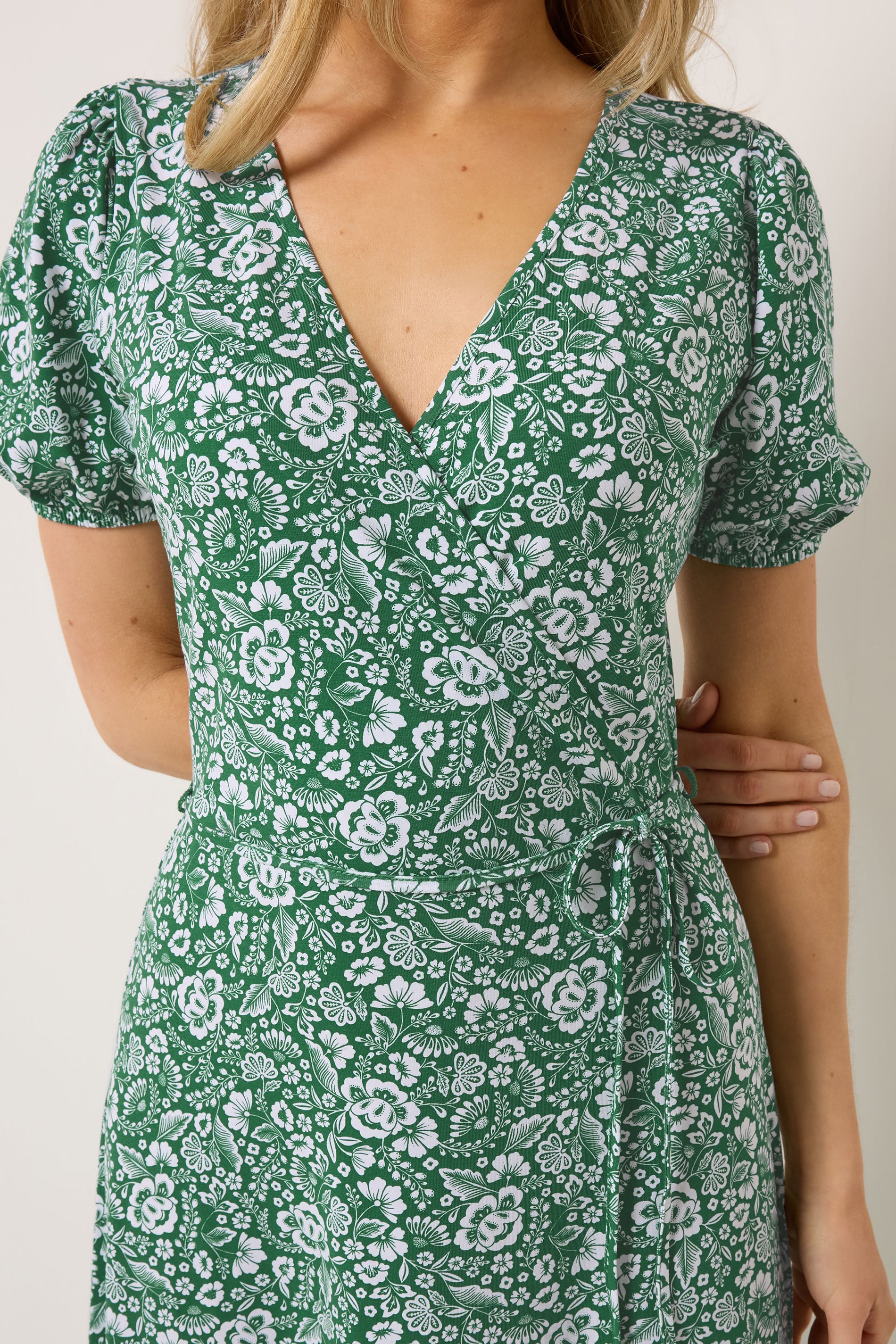 LTS Tall Women's Green Floral Cotton Wrap Maxi Dress | Long Tall Sally 5
