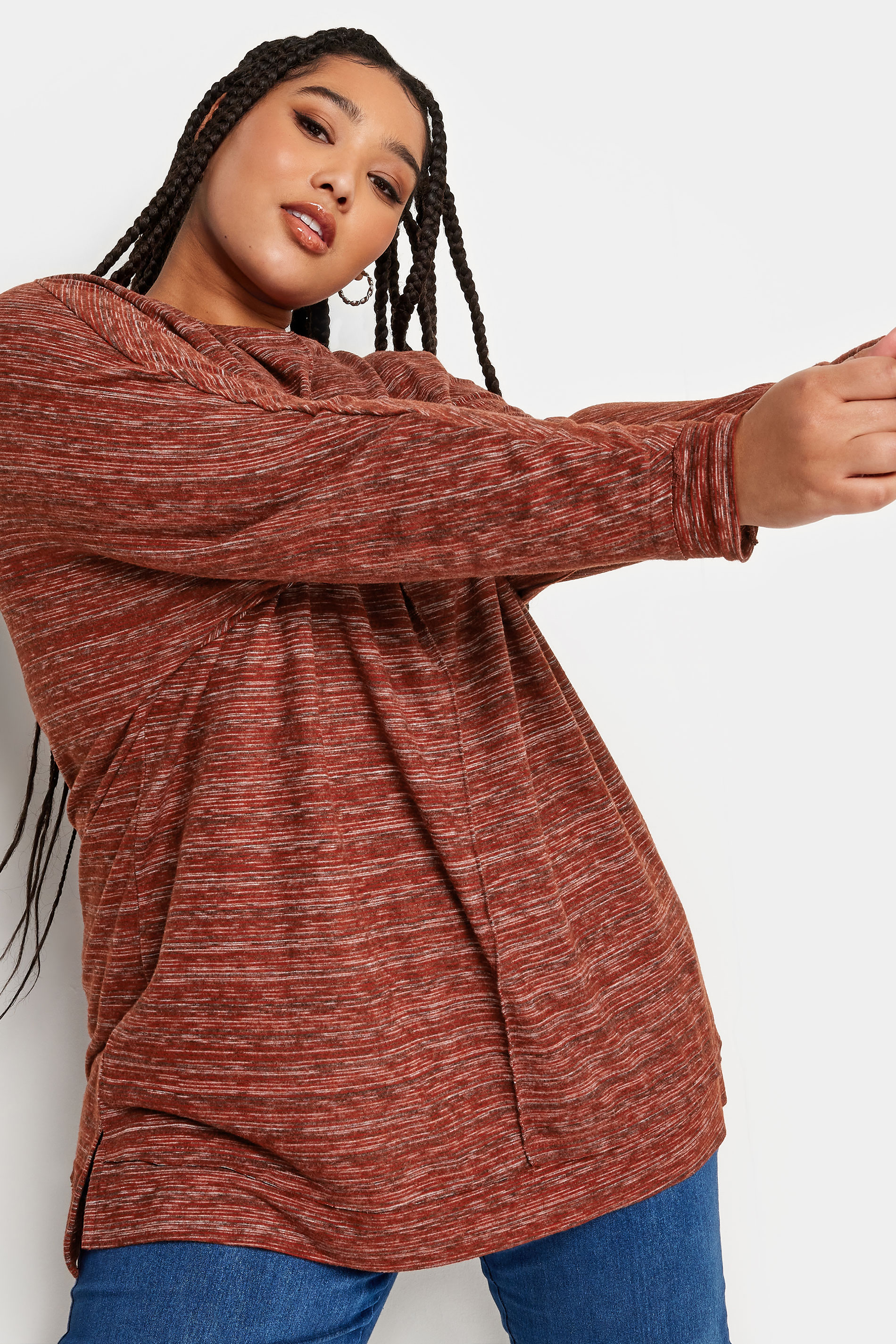 YOURS LUXURY Plus Size Rust Orange Front Seam Detail Jumper | Yours Clothing 1