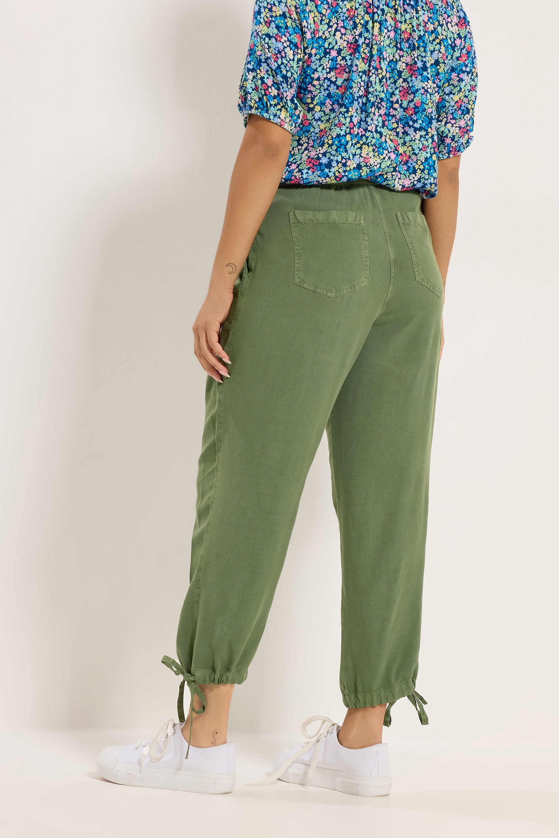 M&Co Khaki Green Tie Hem Trousers | M&Co 4