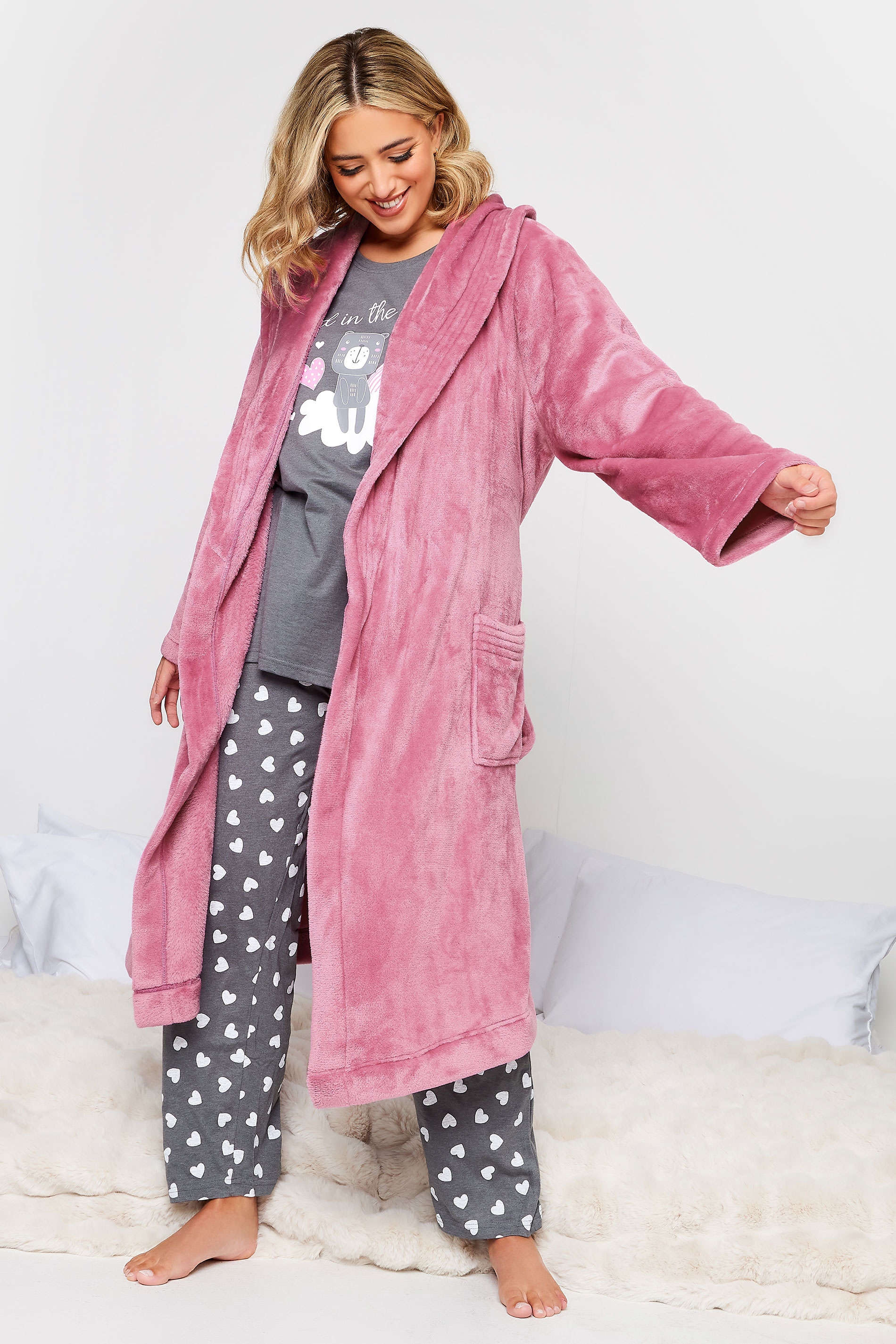 YOURS Plus Size Pink Essential Shawl Dressing Gown | Yours Clothing  2