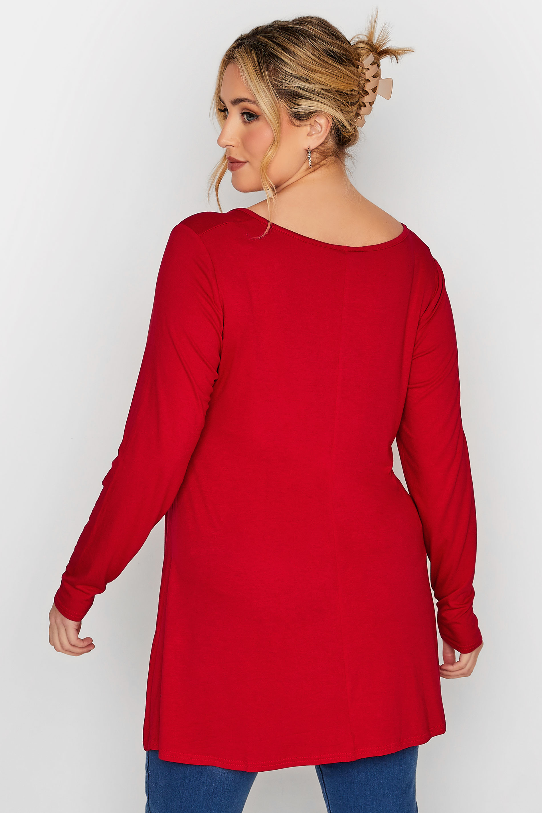 LIMITED COLLECTION Plus Size Red Heart Trim Cut Out Top | Yours Clothing 3