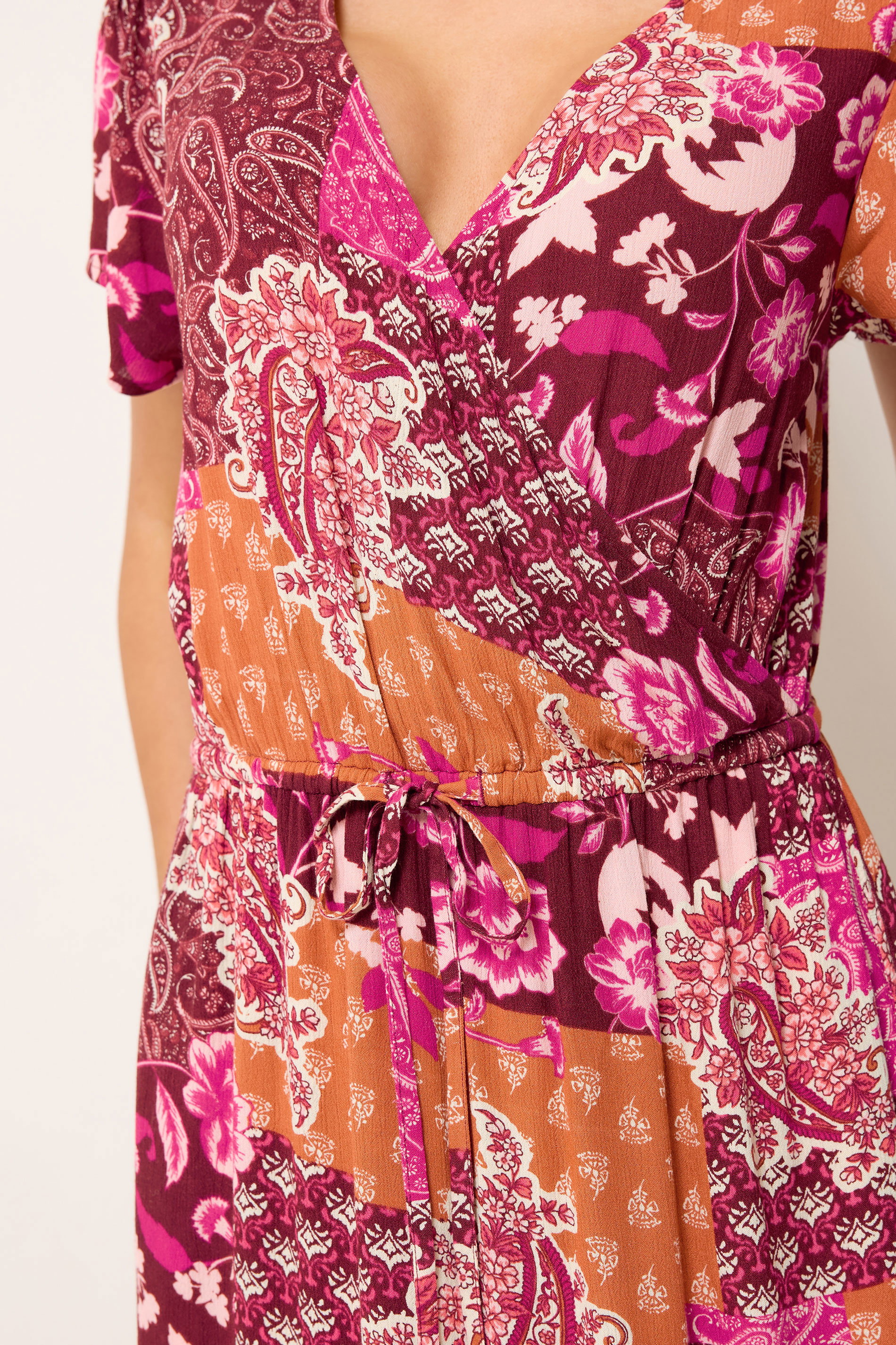 M&Co Red Abstract Floral Print Wrap Maxi Dress | M&Co 5