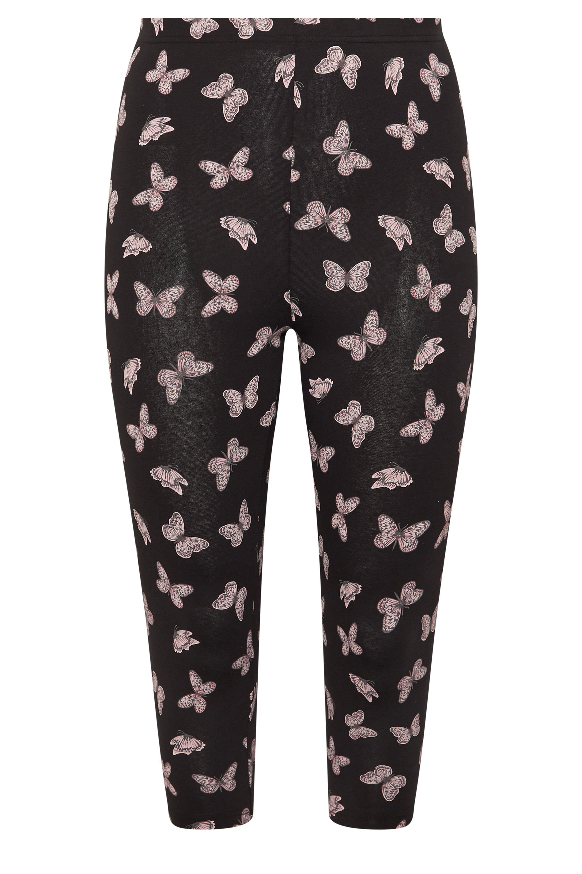 YOURSET 2 PACK Plus Size Black Butterfly Print Cropped Leggings | Yours Clothing 8