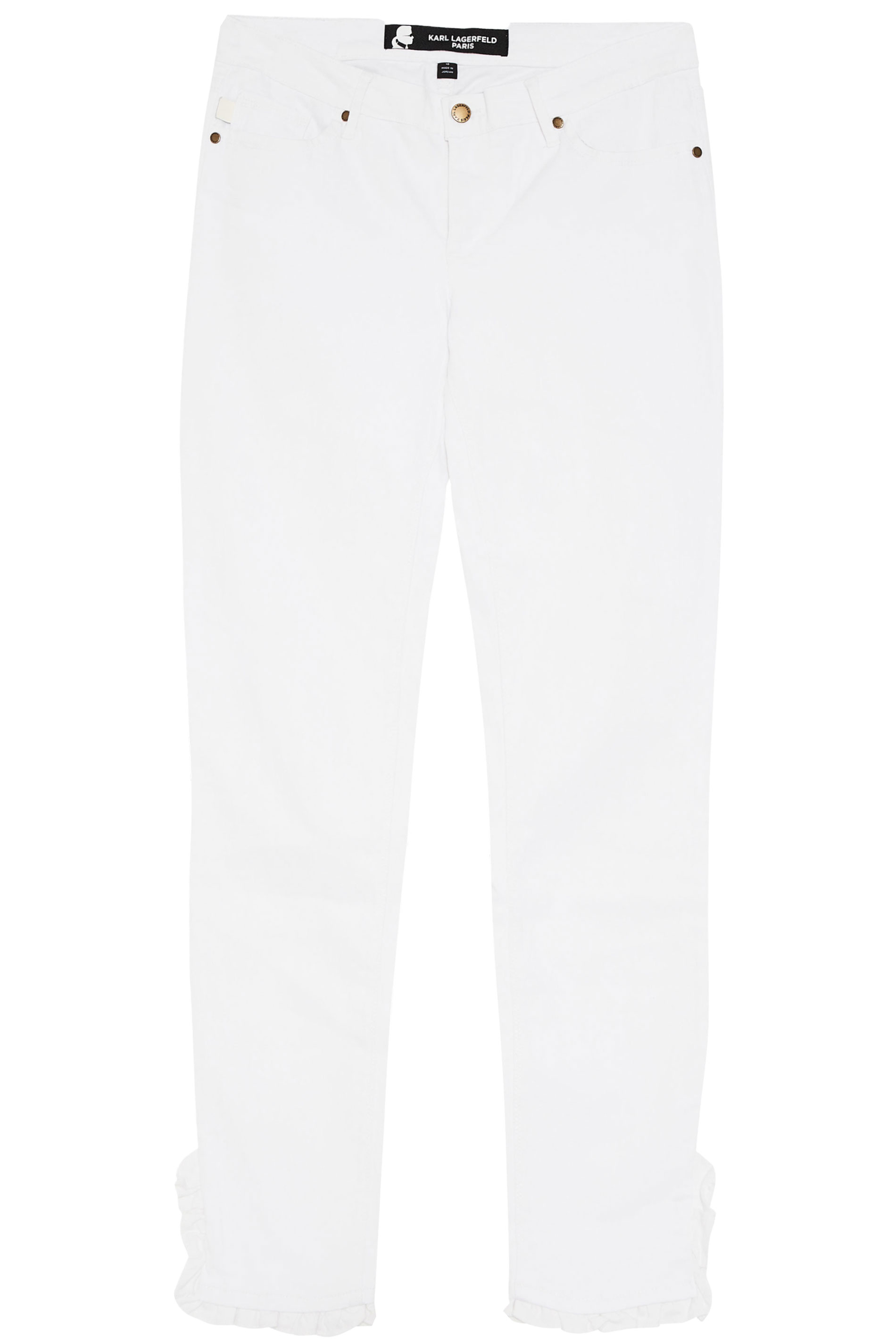KARL LAGERFELD PARIS White Frill Hem Jeans | Long Tall Sally