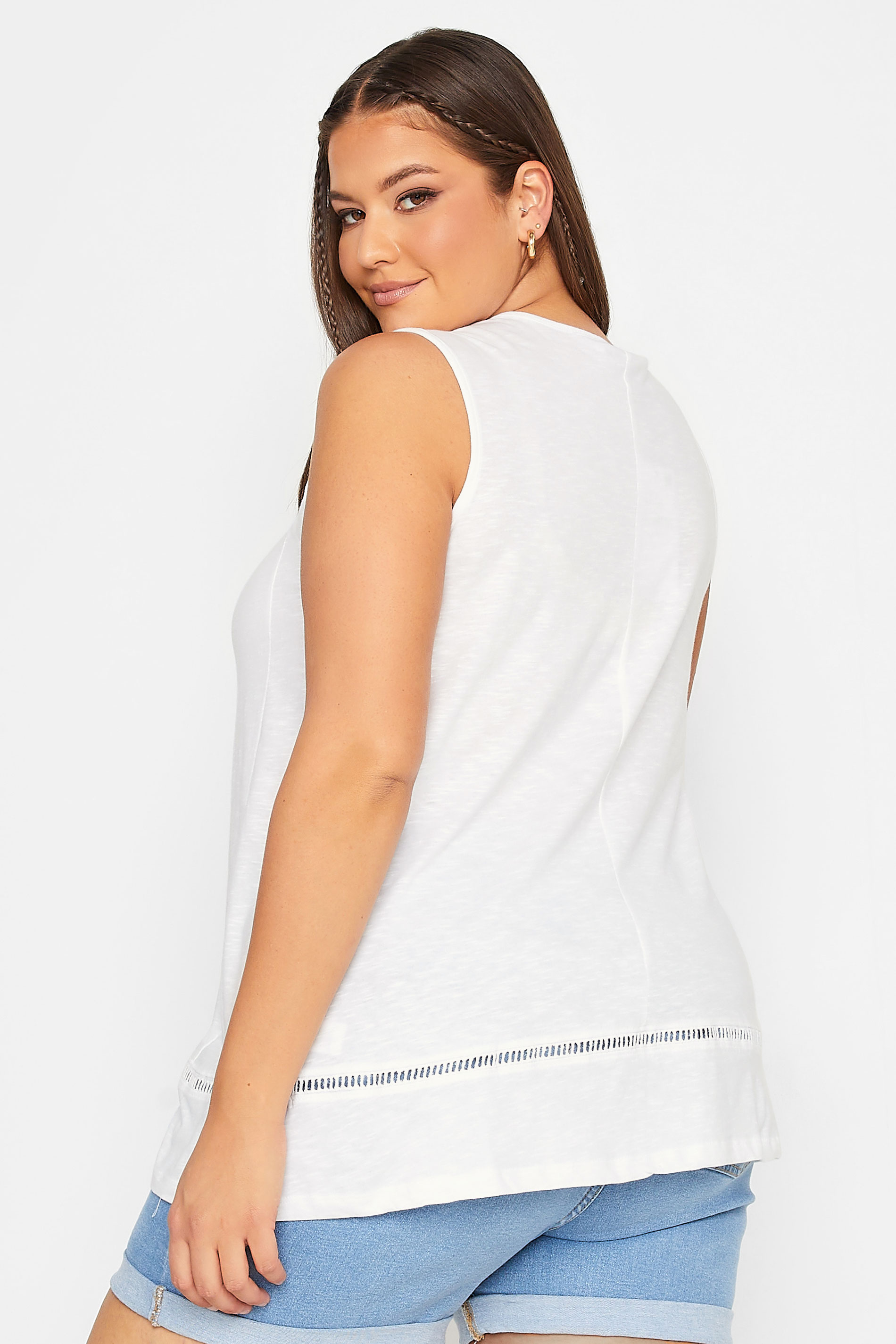 YOURS Curve White Crochet Vest | Yours Clothing 3