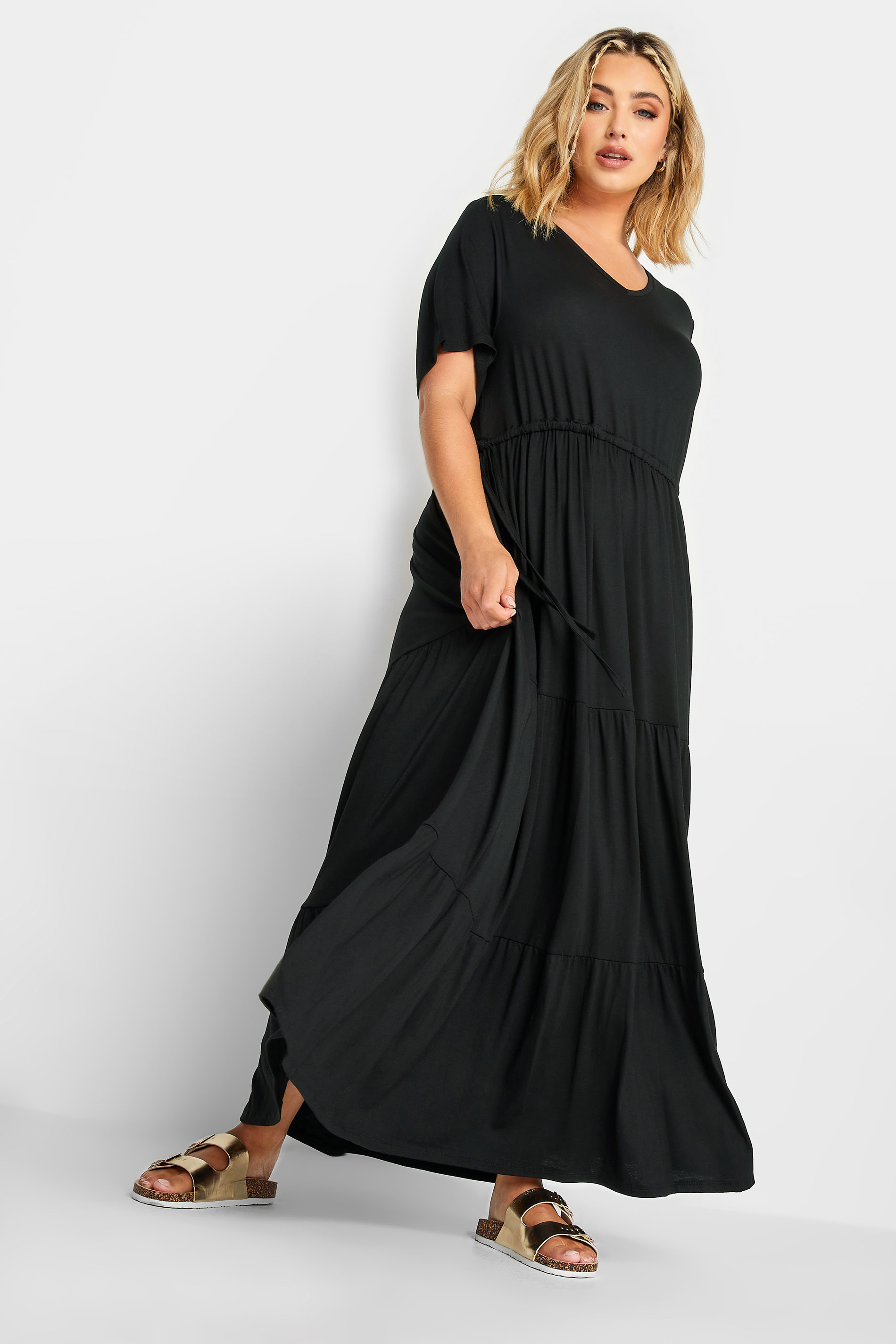 LIMITED COLLECTION Plus Size Black Maxi Adjustable Waist Dress | Yours ...