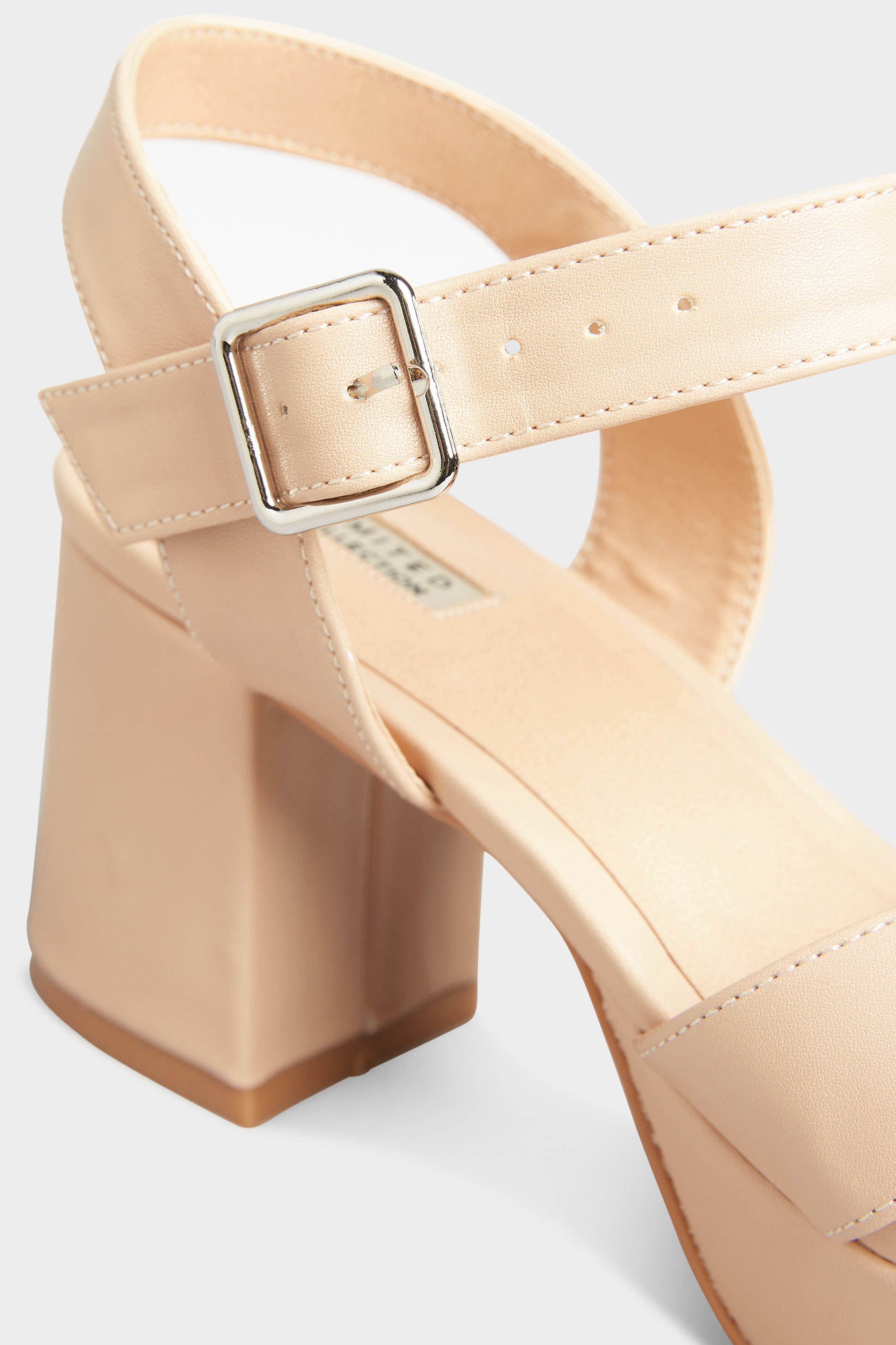 LIMITED COLLECTION Nude Platform Heeled Sandals In Extra Wide Fit | Yours Clothing