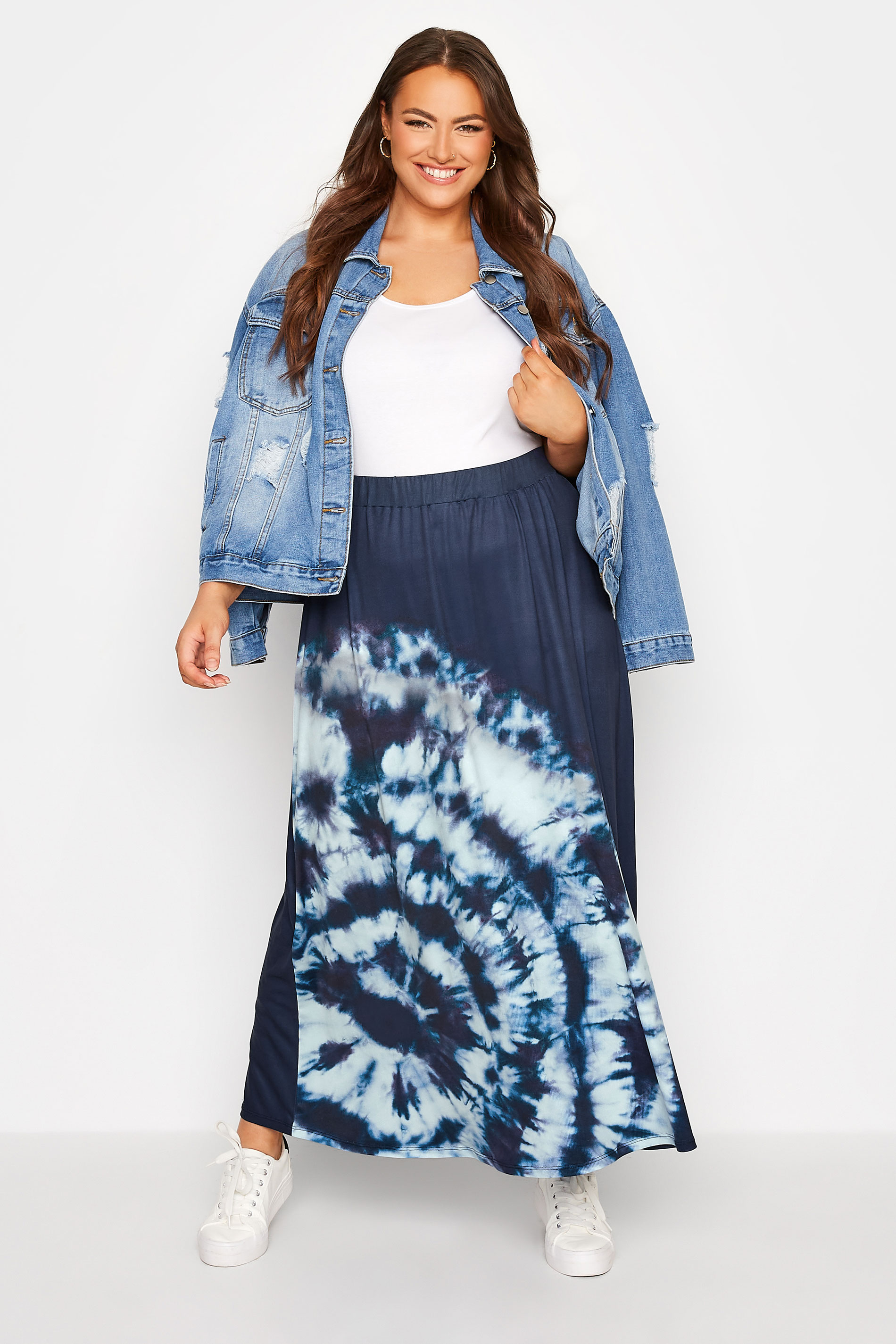 Plus Blue Tie Dye Maxi Skirt | Yours Clothing