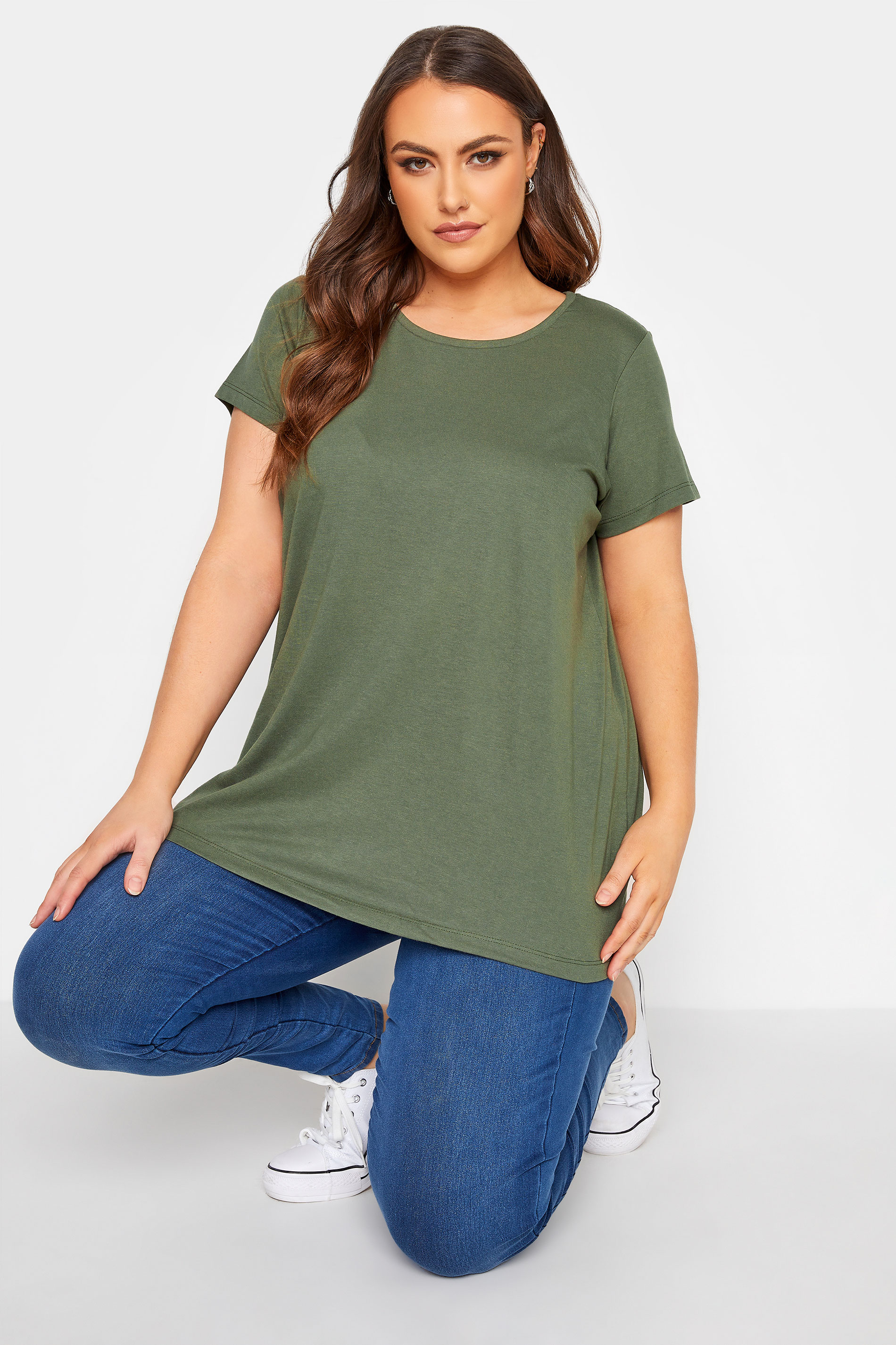 Curve Olive Green Short Sleeve T-Shirt_A.jpg