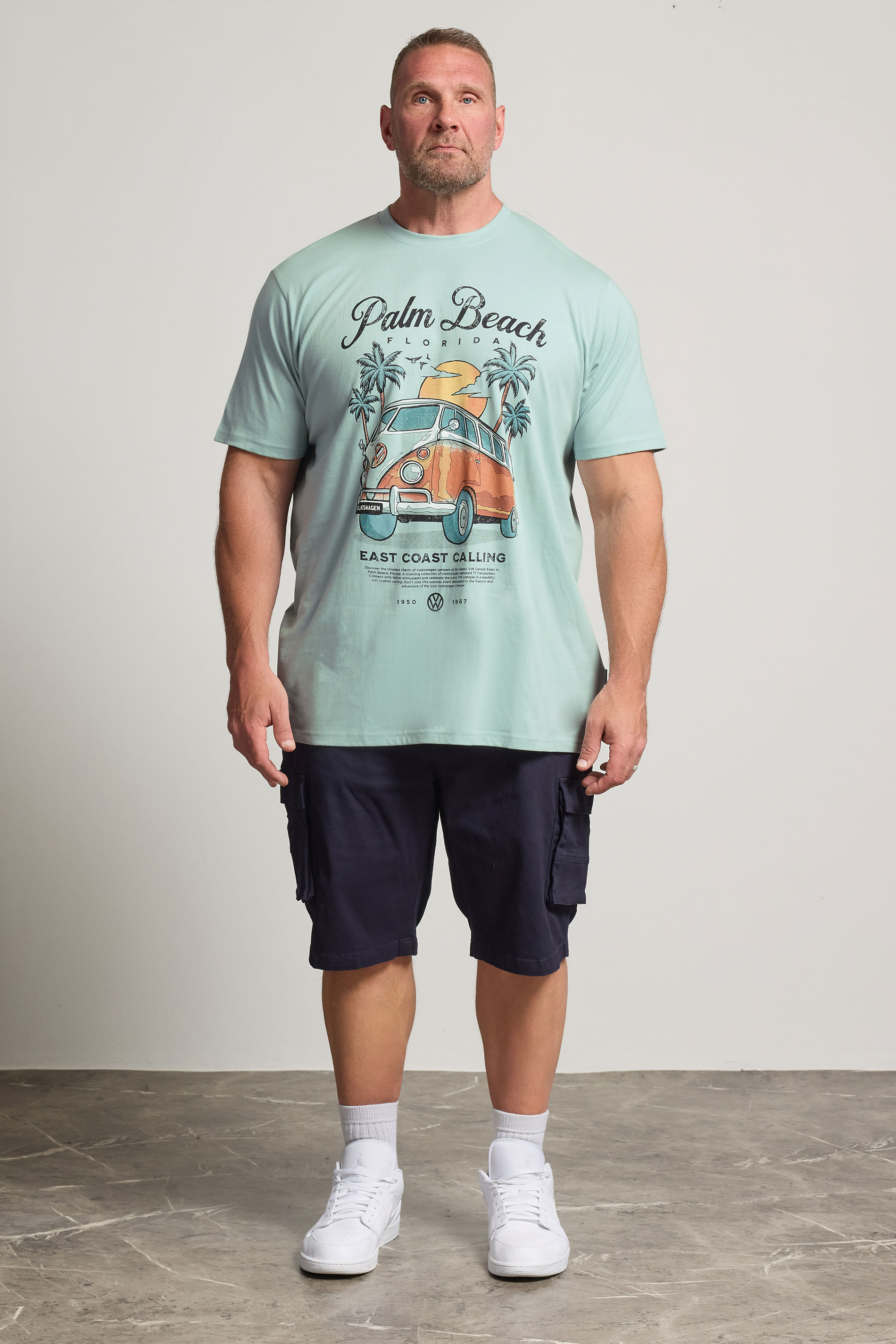 BadRhino Big & Tall Blue Extra Long Palm Beach VW Graphic T-Shirt | BadRhino 1