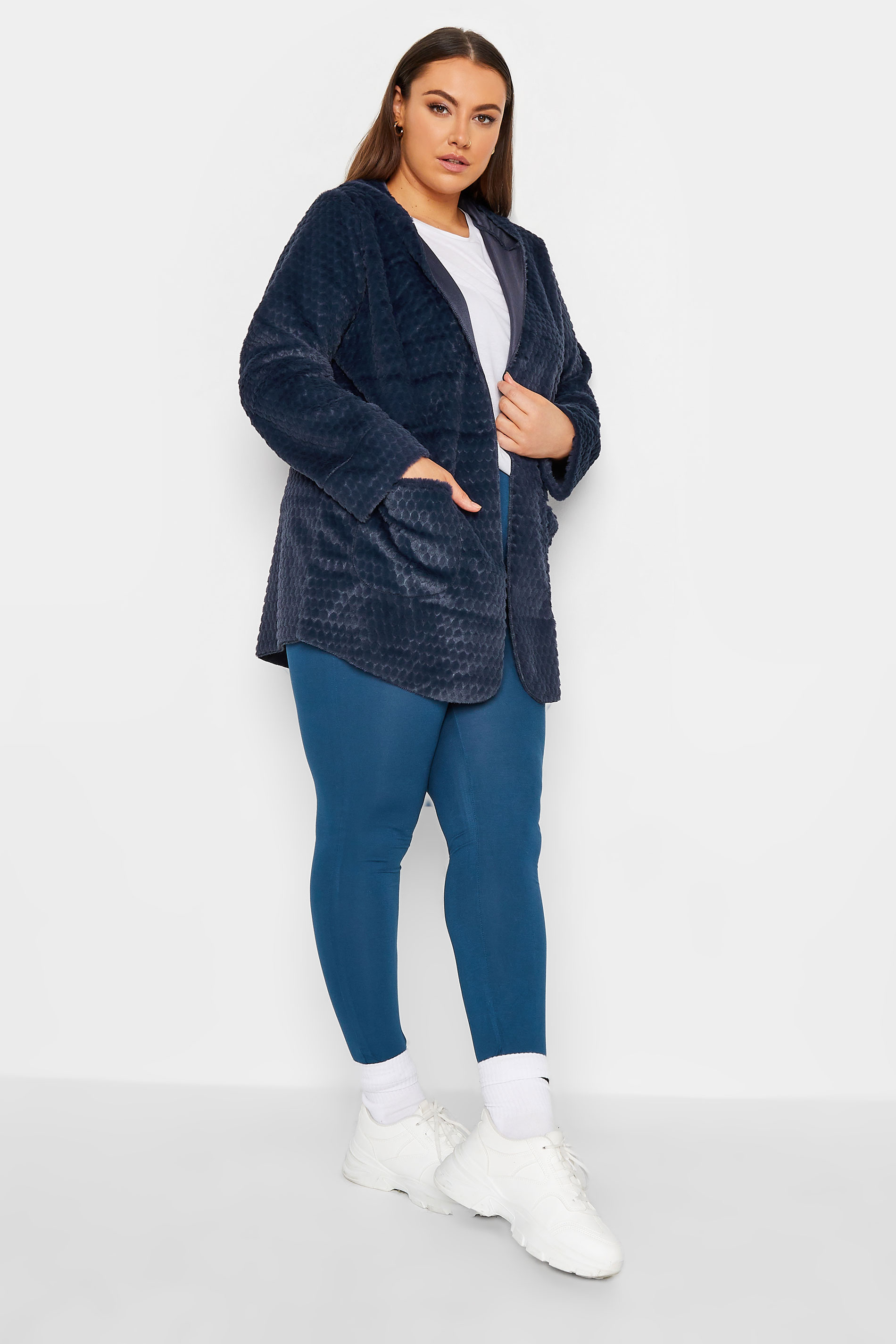 YOURS LUXURY Plus Size Navy Blue Faux Fur Hooded Jacket | Yours Clothing 2