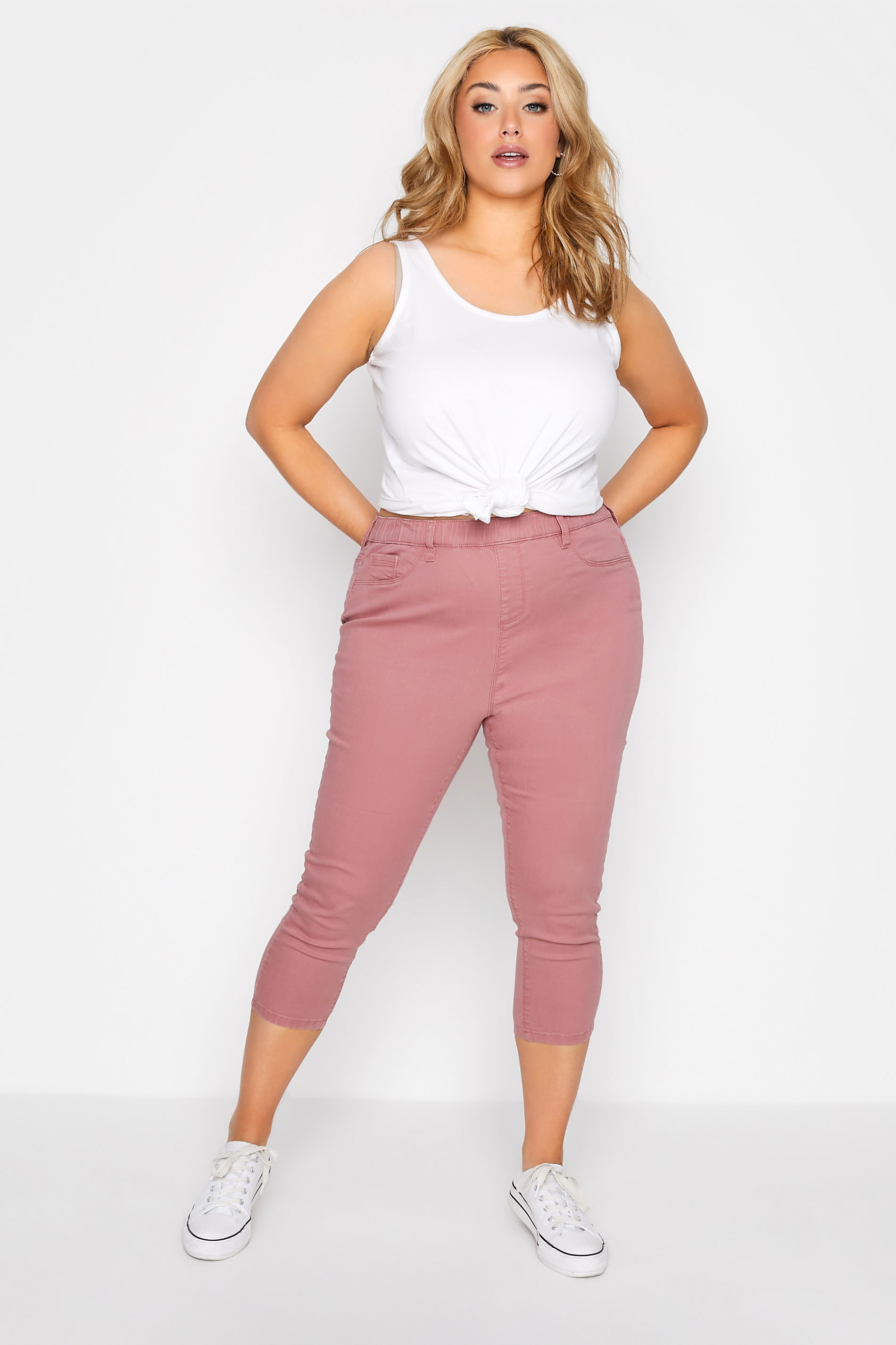 Plus Size Pink Cropped GRACE Jeggings | Yours Clothing 2