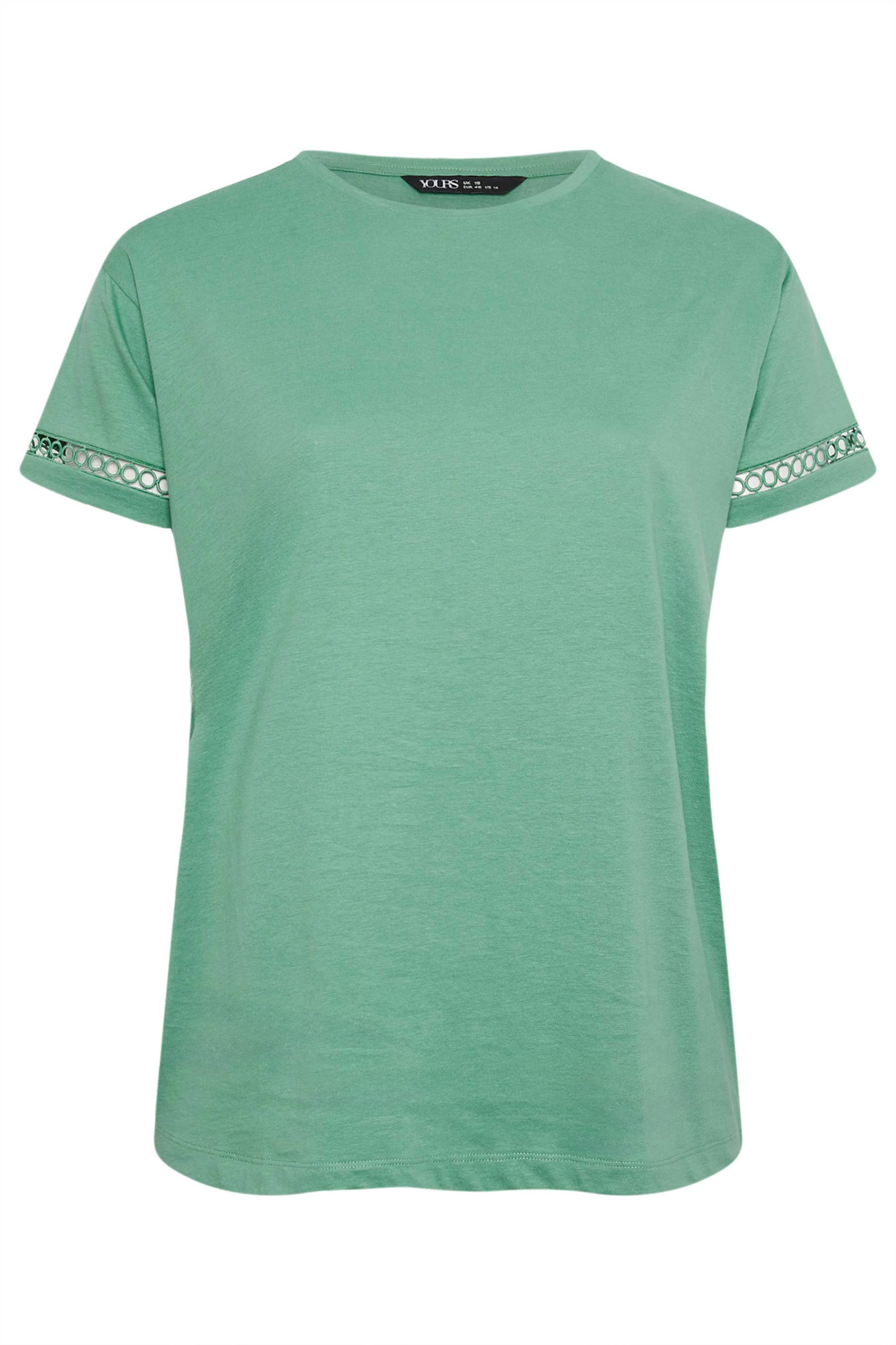 LIMITED COLLECTION Plus Size Green Crochet Trim Short Sleeve T-Shirt ...