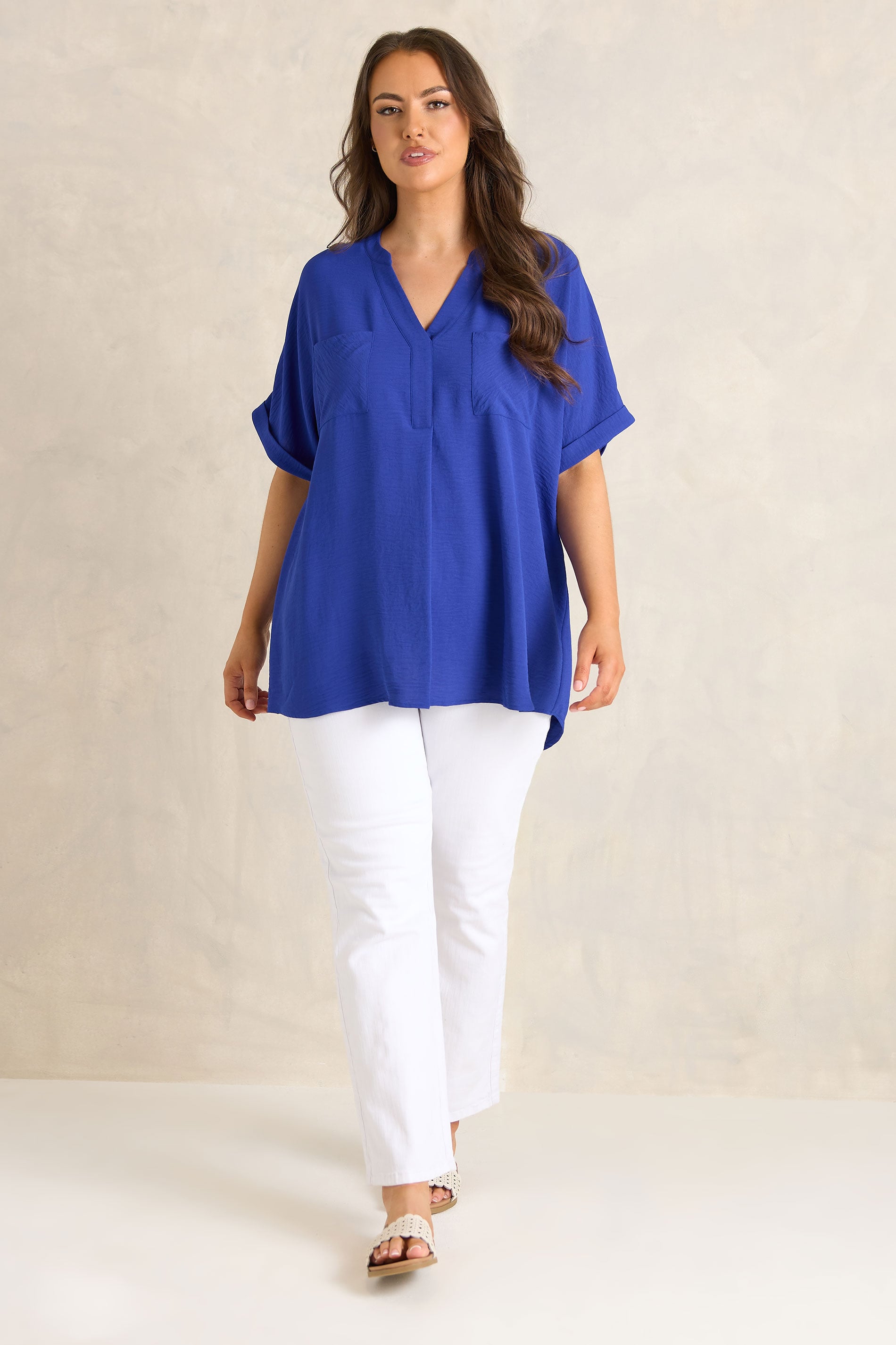 EVANS Plus Size Blue Short Sleeve Utility Blouse | Evans  1