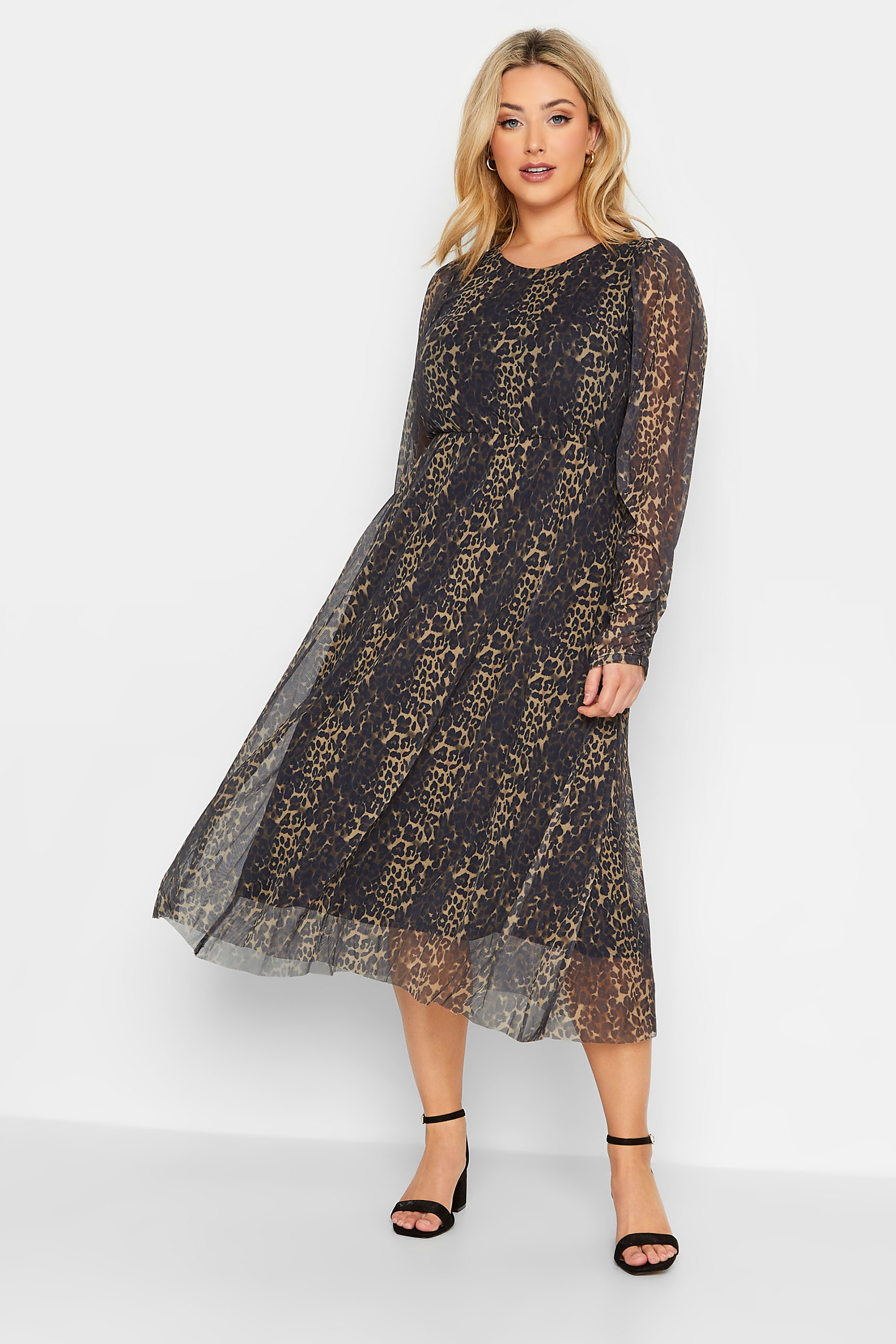 Curve Leopard Print Mesh Dress | Yours Clothing 1