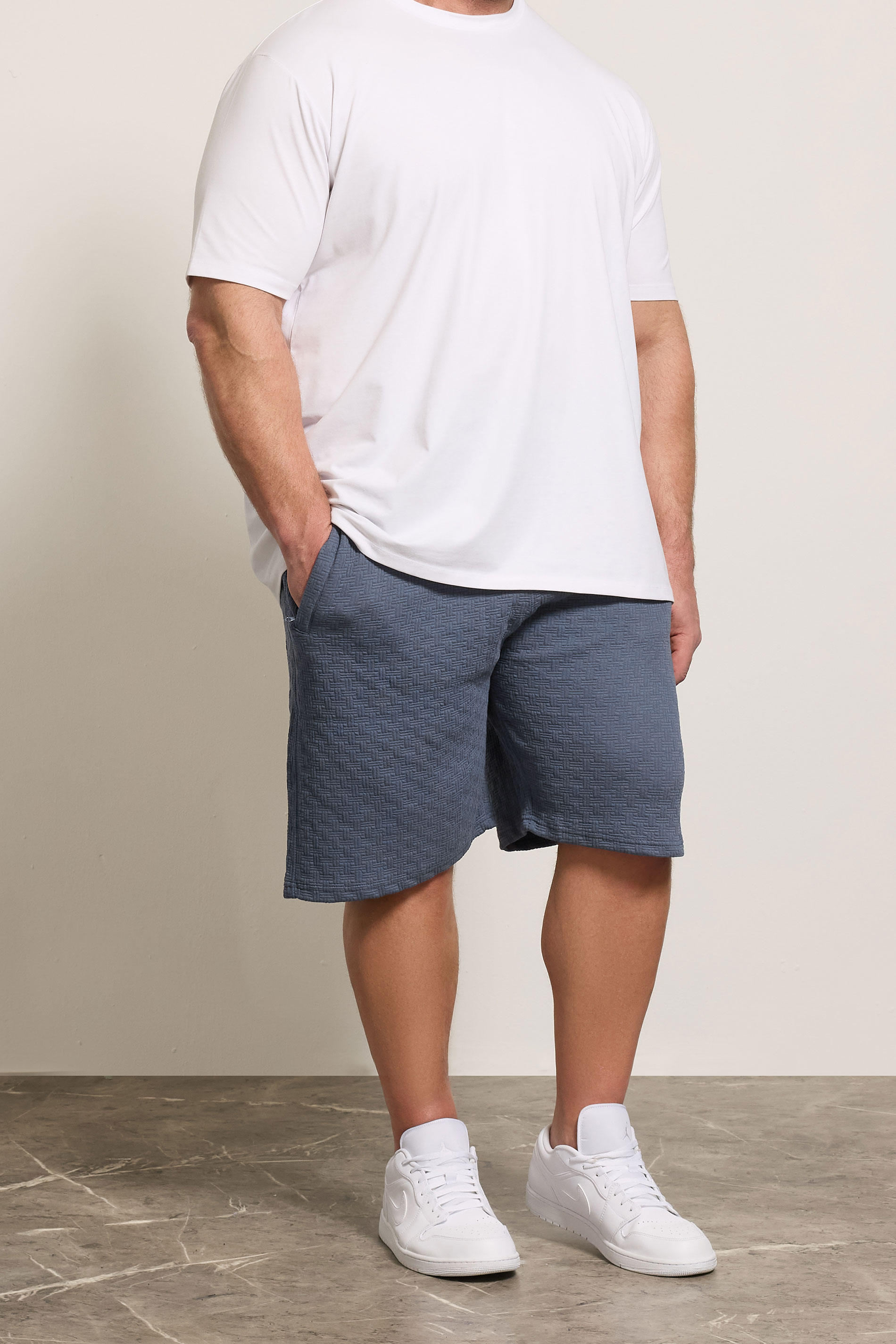 KAM Big & Tall Indigo Blue Jacquard Textured Shorts | BadRhino 3
