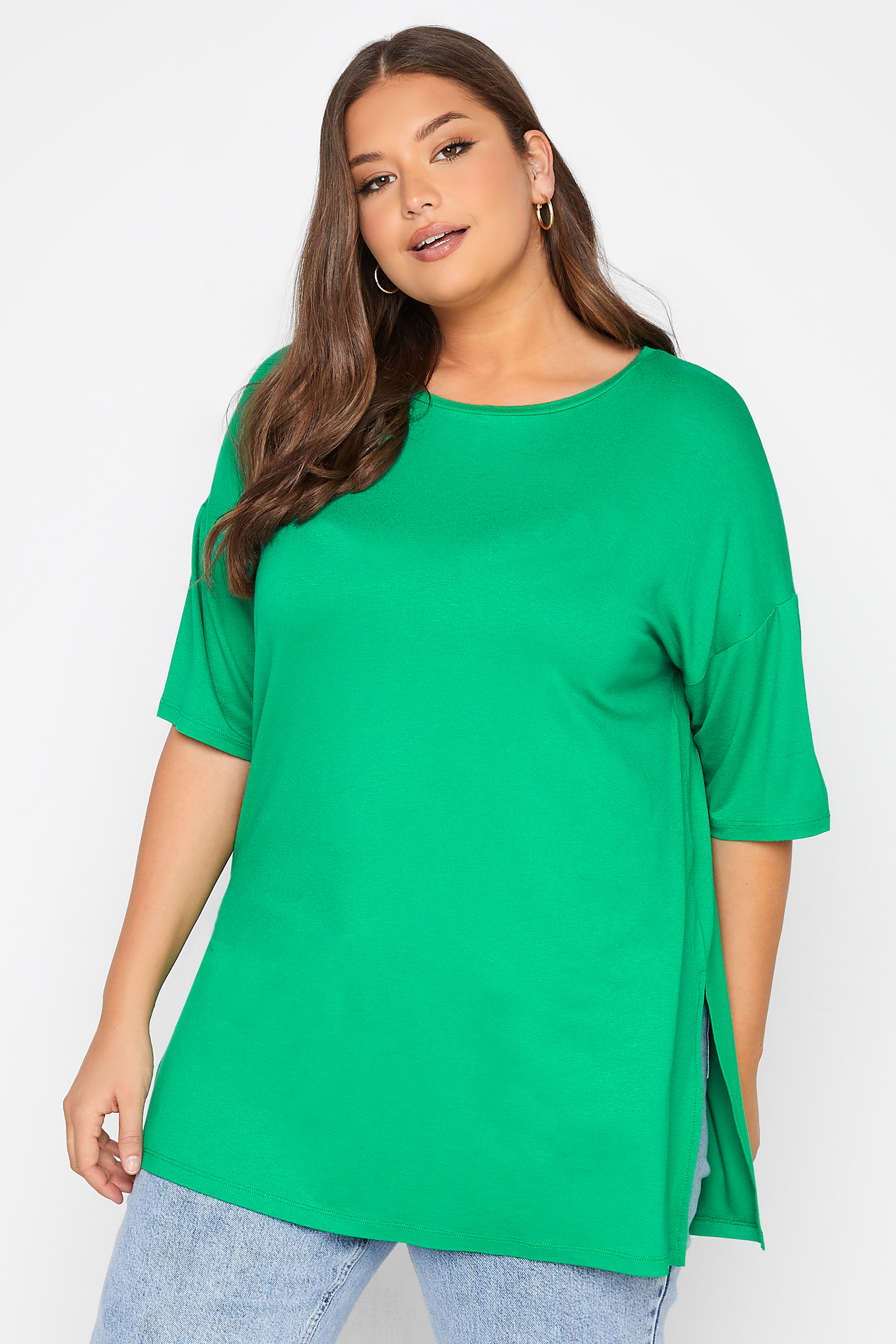 Plus Size Oversized Apple Green T-shirt | Yours Clothing 1