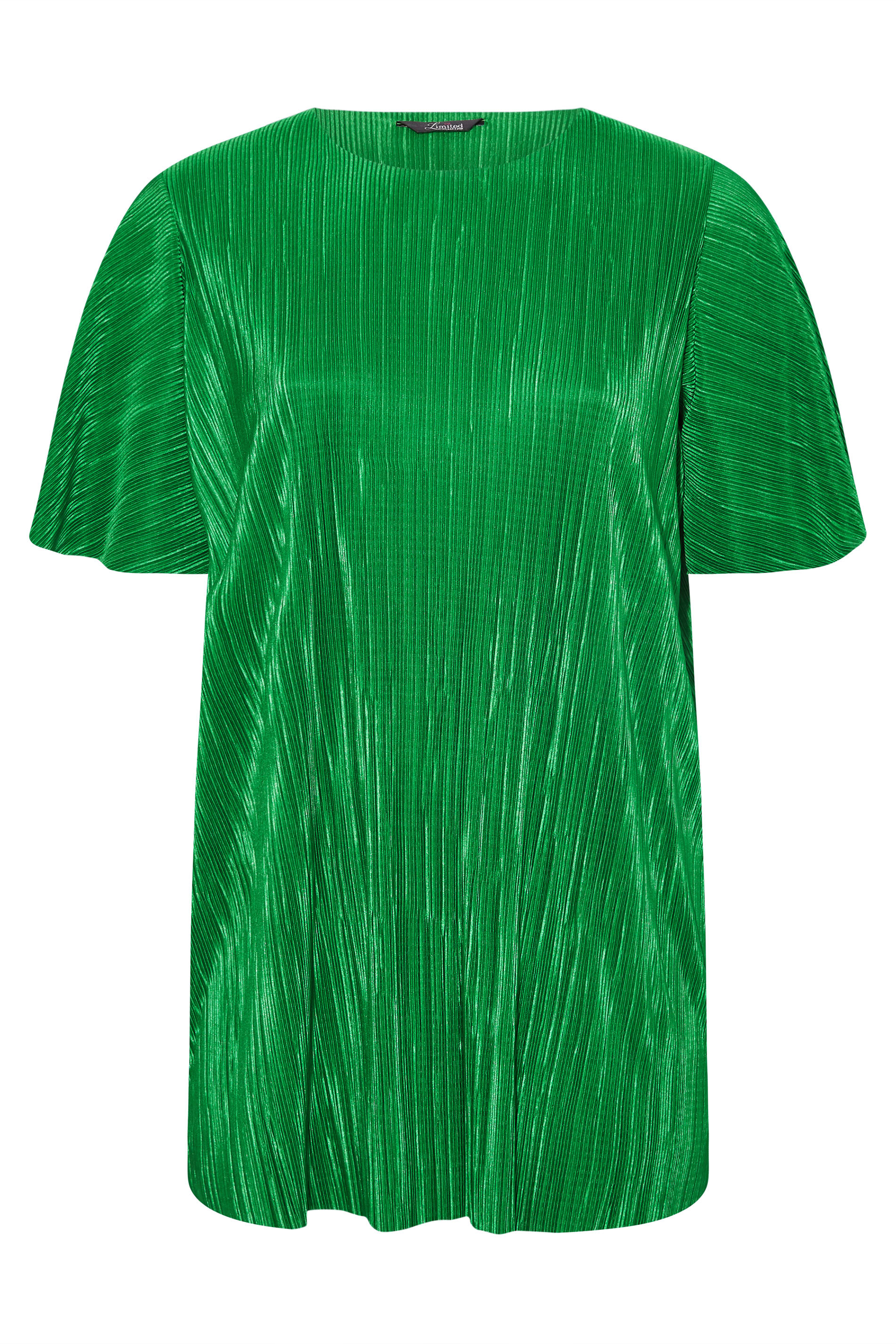 Grande taille  Tops Grande taille  Tops de Soirée | LIMITED COLLECTION - T-Shirt Vert Ample Texture Plissée - SG14196