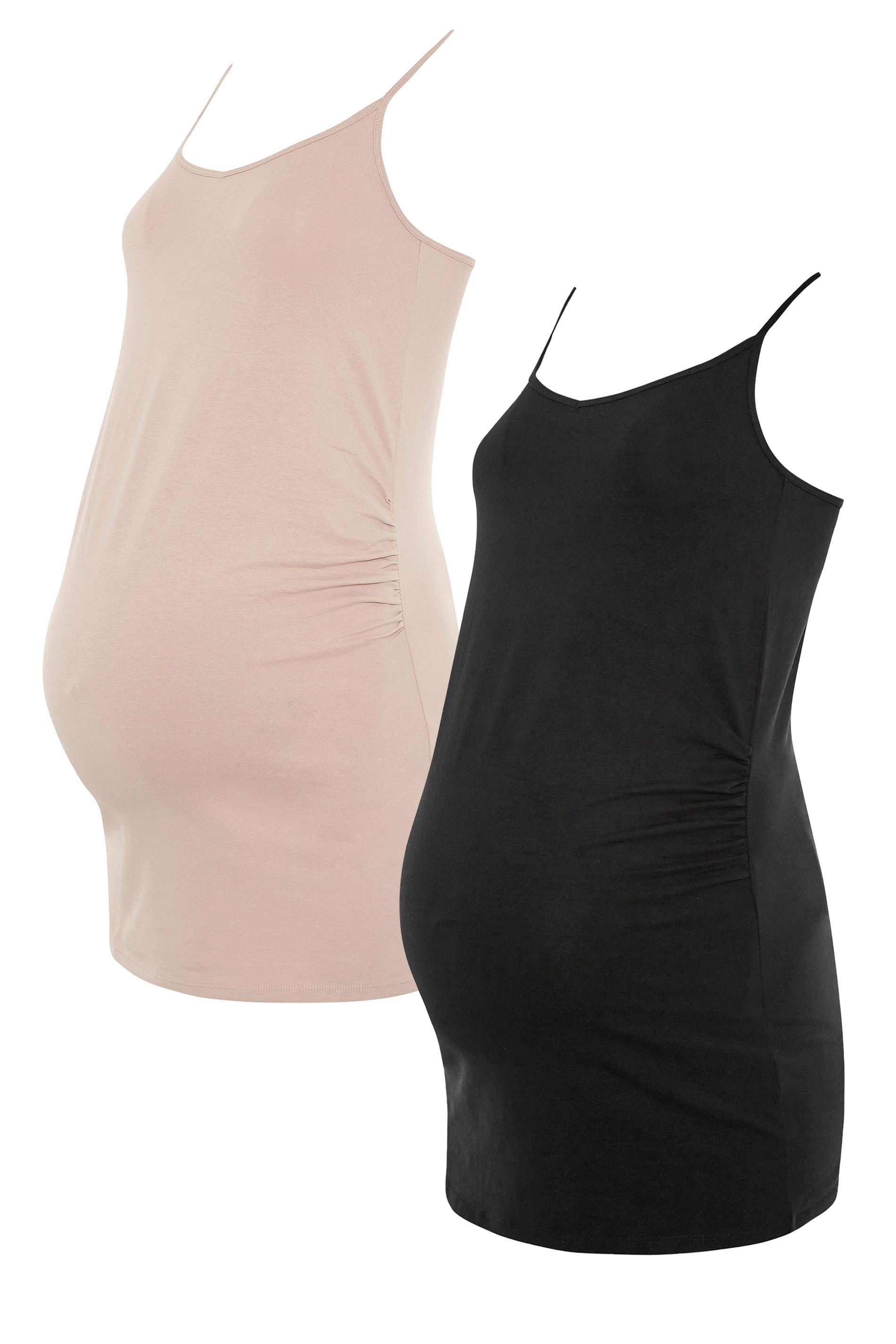 Tall Women's LTS 2 Pack Maternity Black & Nude Cami Vest Tops | Long Tall Sally 2