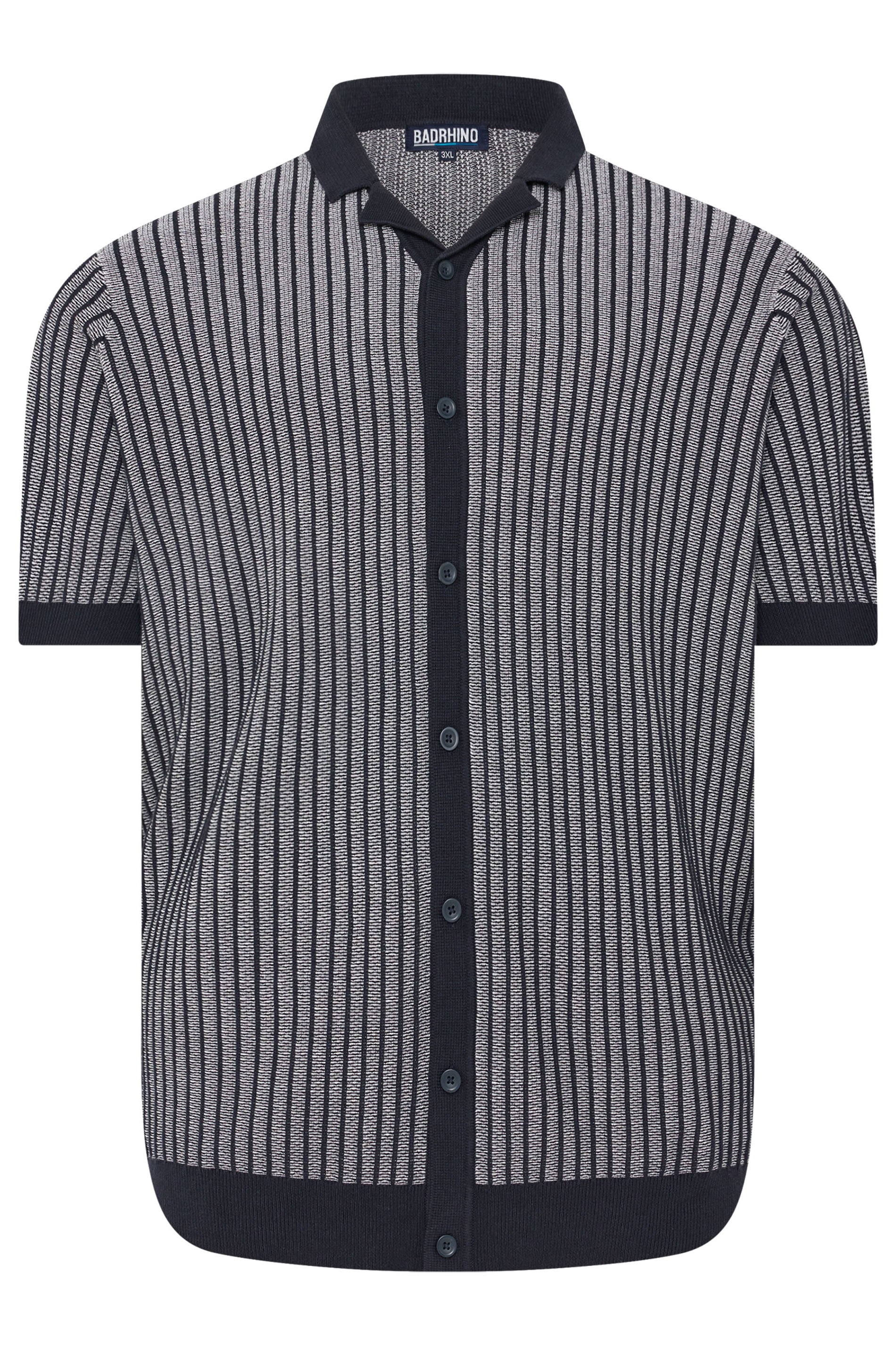 BadRhino Big & Tall Navy Blue Knitted Stripe Shirt | BadRhino 6