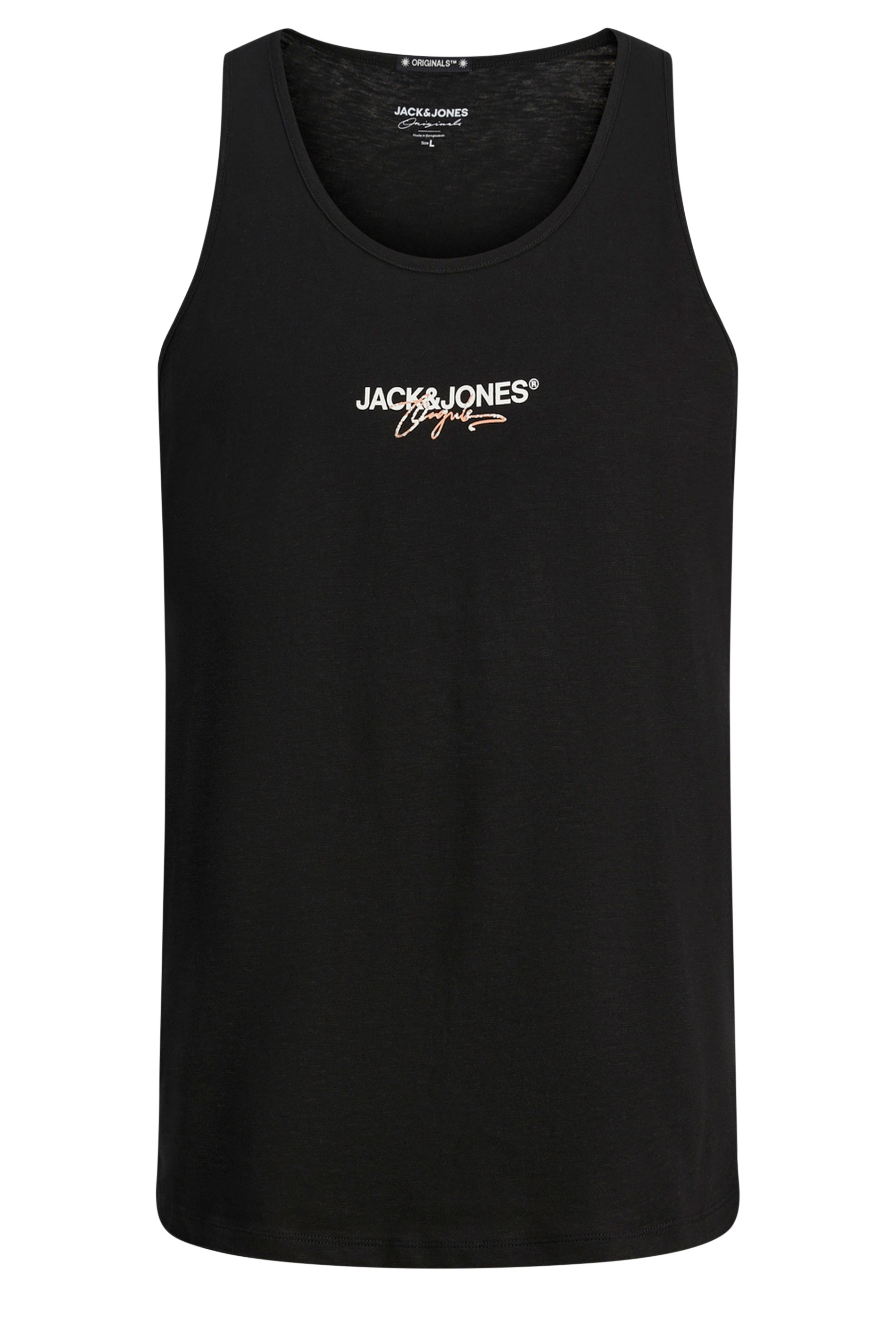 JACK & JONES Big & Tall  Black Chest Logo Tank Top | BadRhino 2