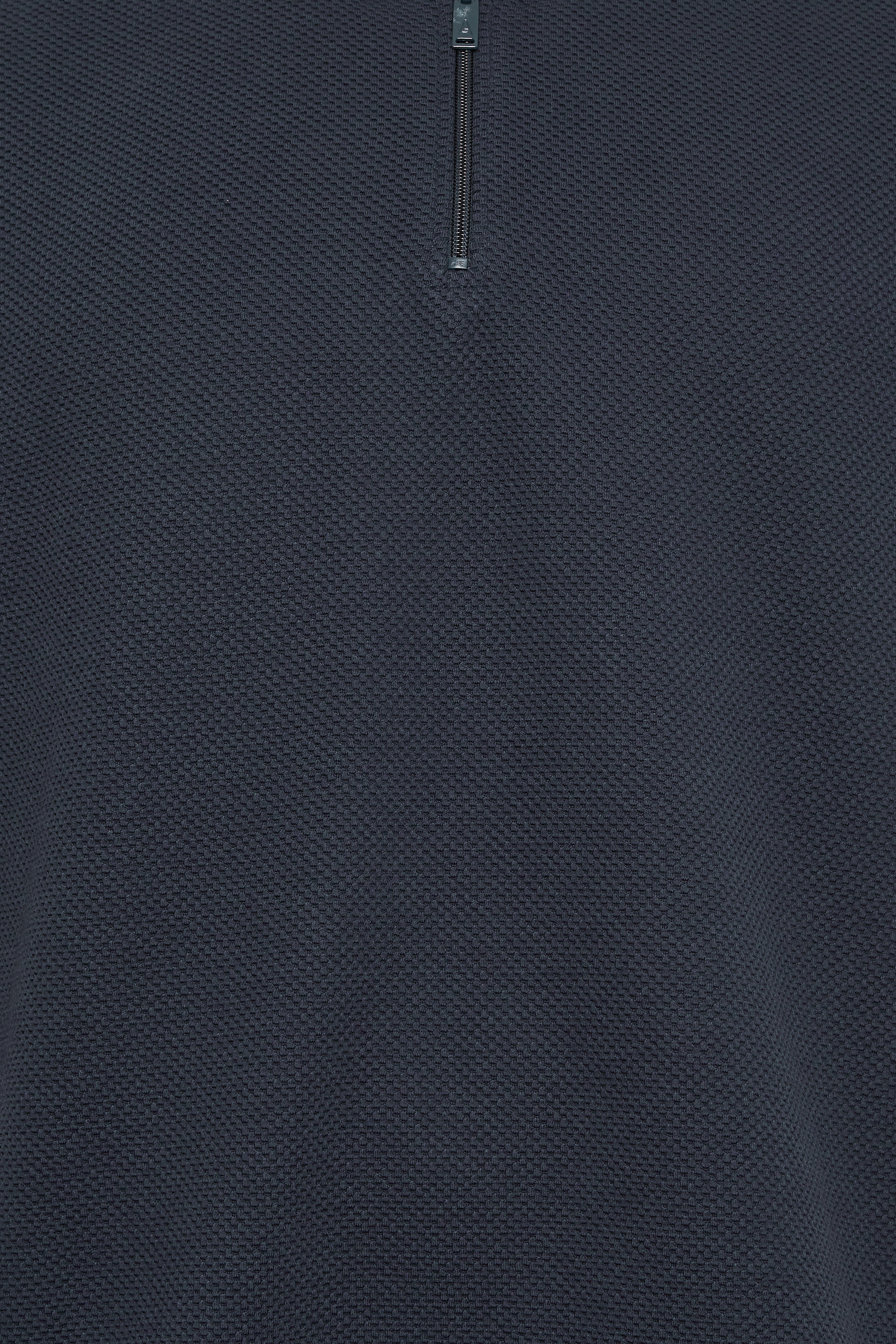 STUDIO A Big & Tall Navy Blue Textured Zip Polo Shirt | BadRhino 3