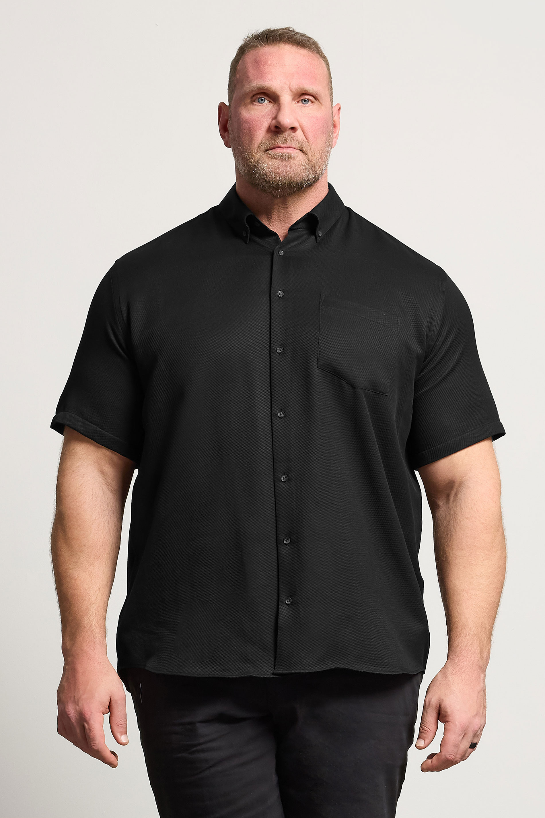 KAM Big & Tall Black Dobby Textured Shirt | BadRhino 3