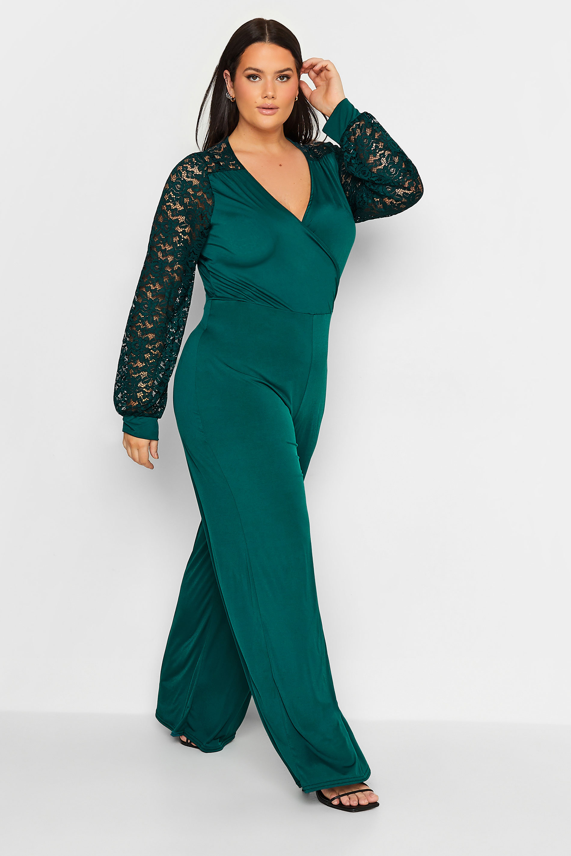 Tall Women's LTS Forest Green Lace Back Jumpsuit | Long Tall Sally 2