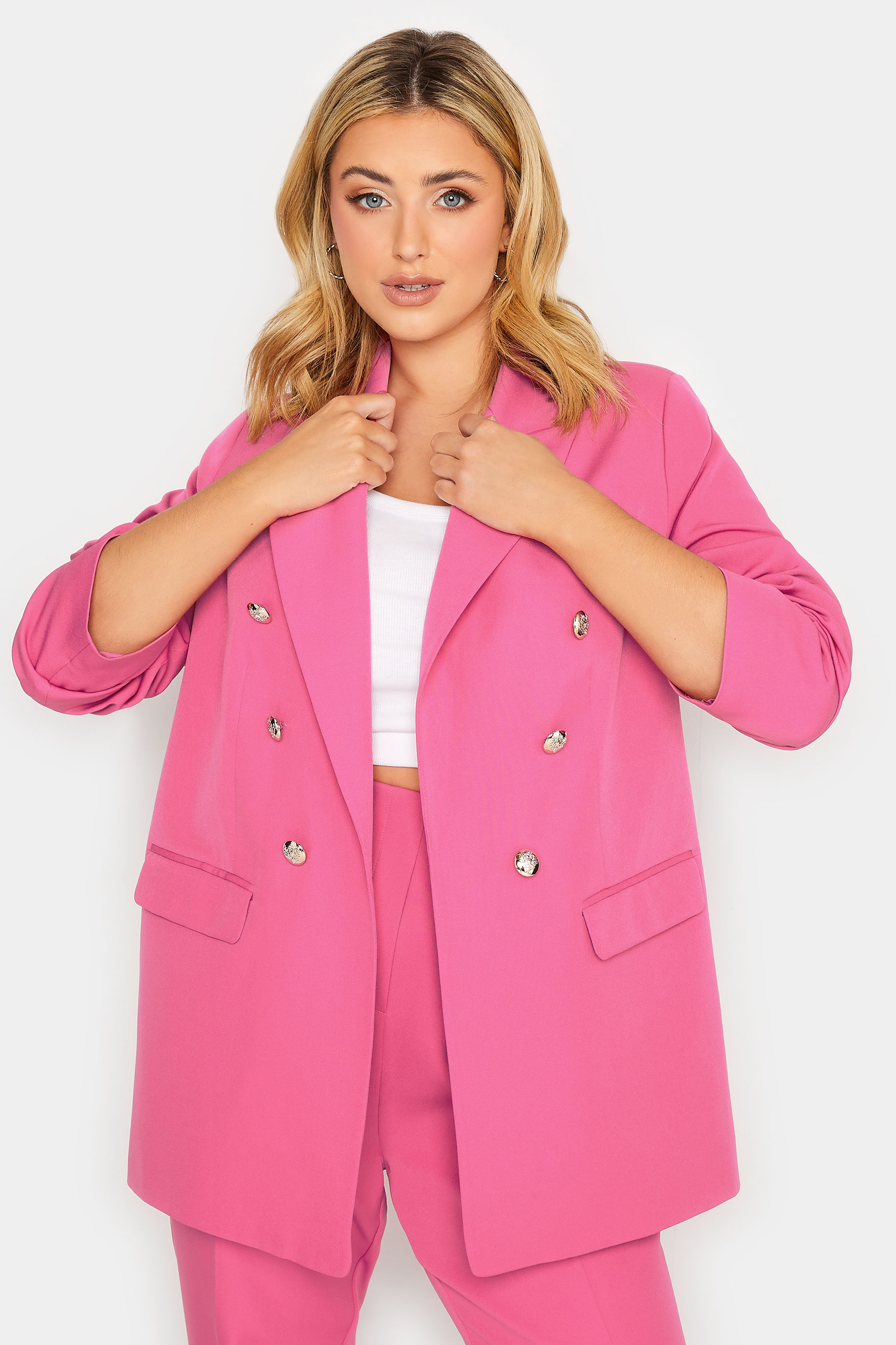 YOURS Plus Size Pink Military Blazer | Yours Clothing