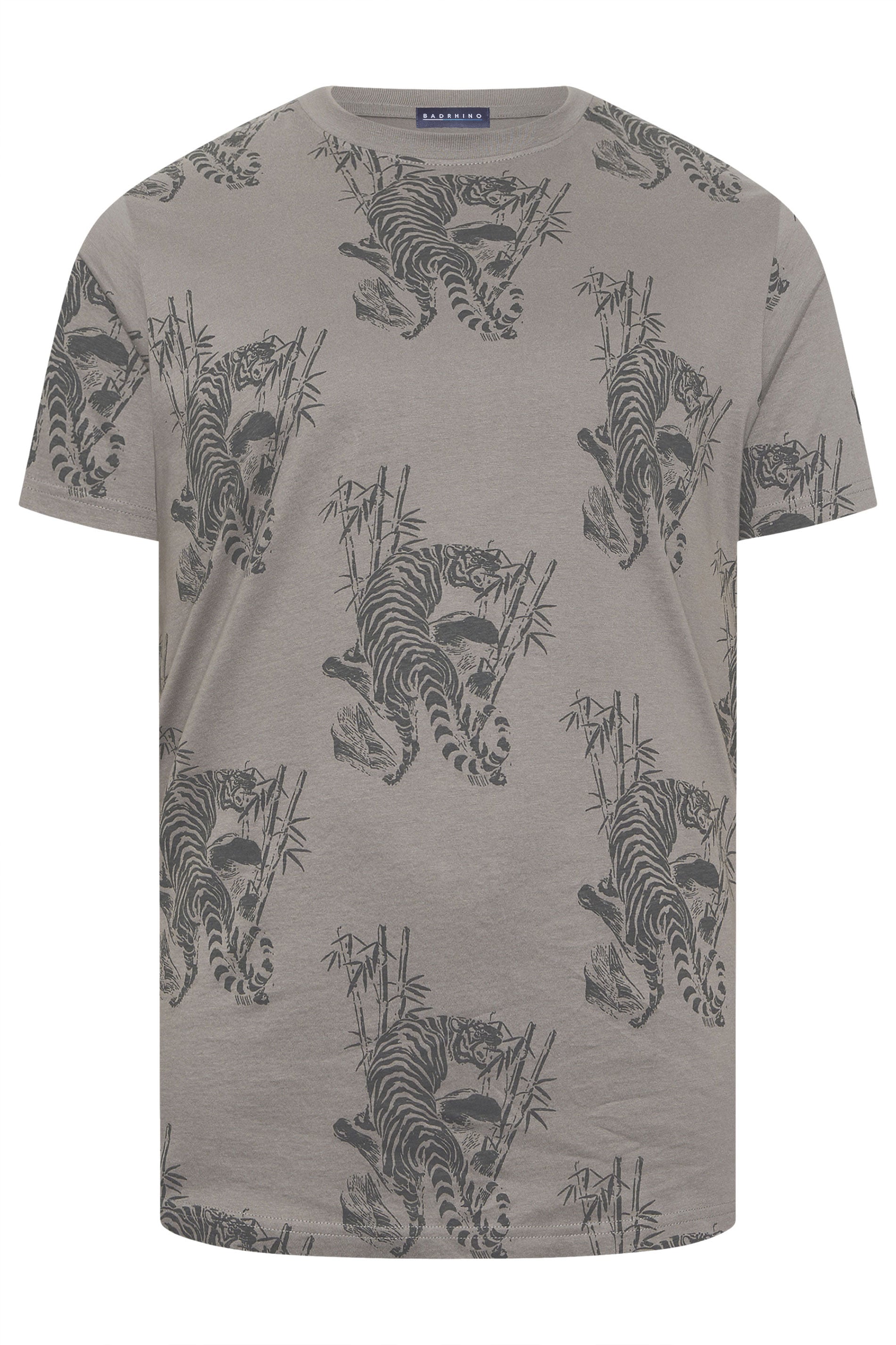 BadRhino Big & Tall Grey Tiger Graphic T-Shirt | BadRhino 5