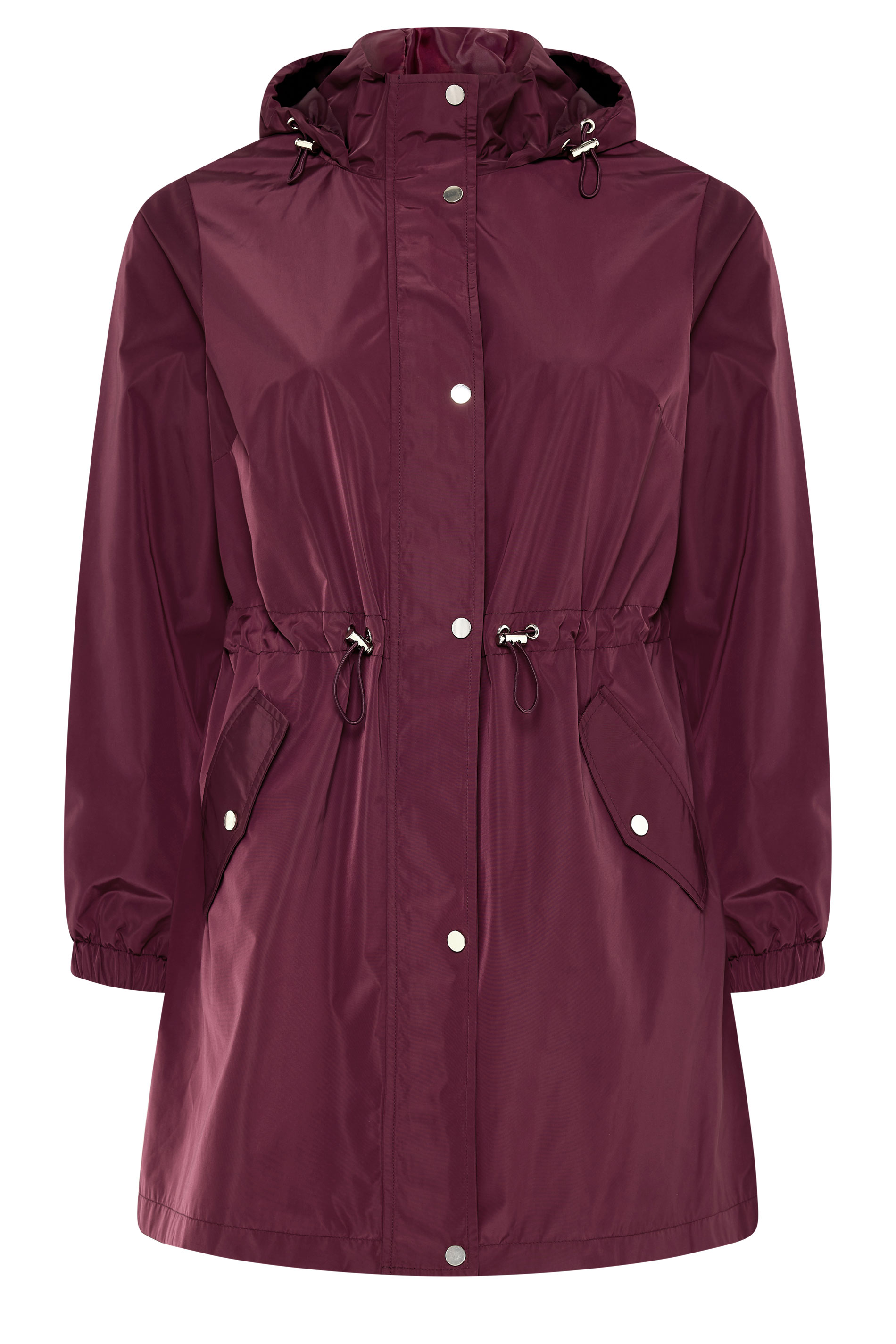 EVANS Plus Size Berry Red Lightweight Rain Jacket | Evans 1