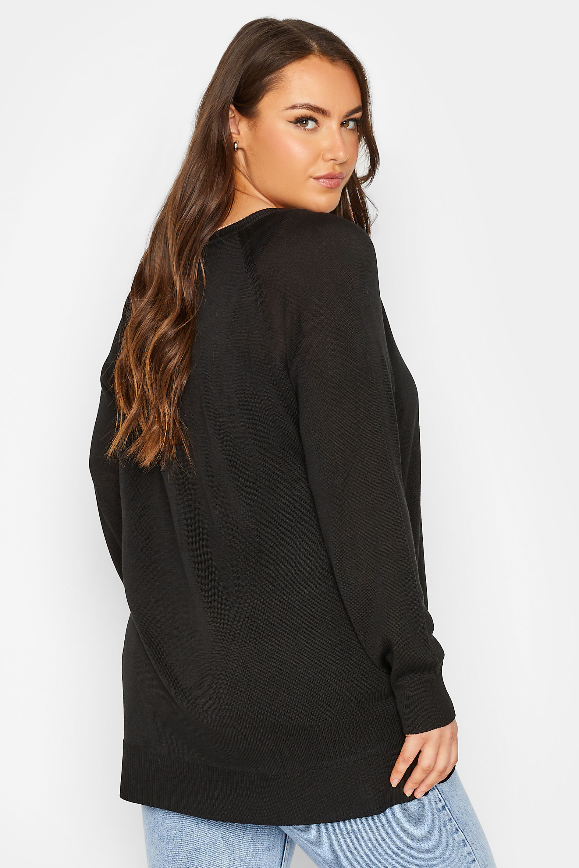 YOURS Curve Black Fine Knit Jumper | Yours Clothing 3