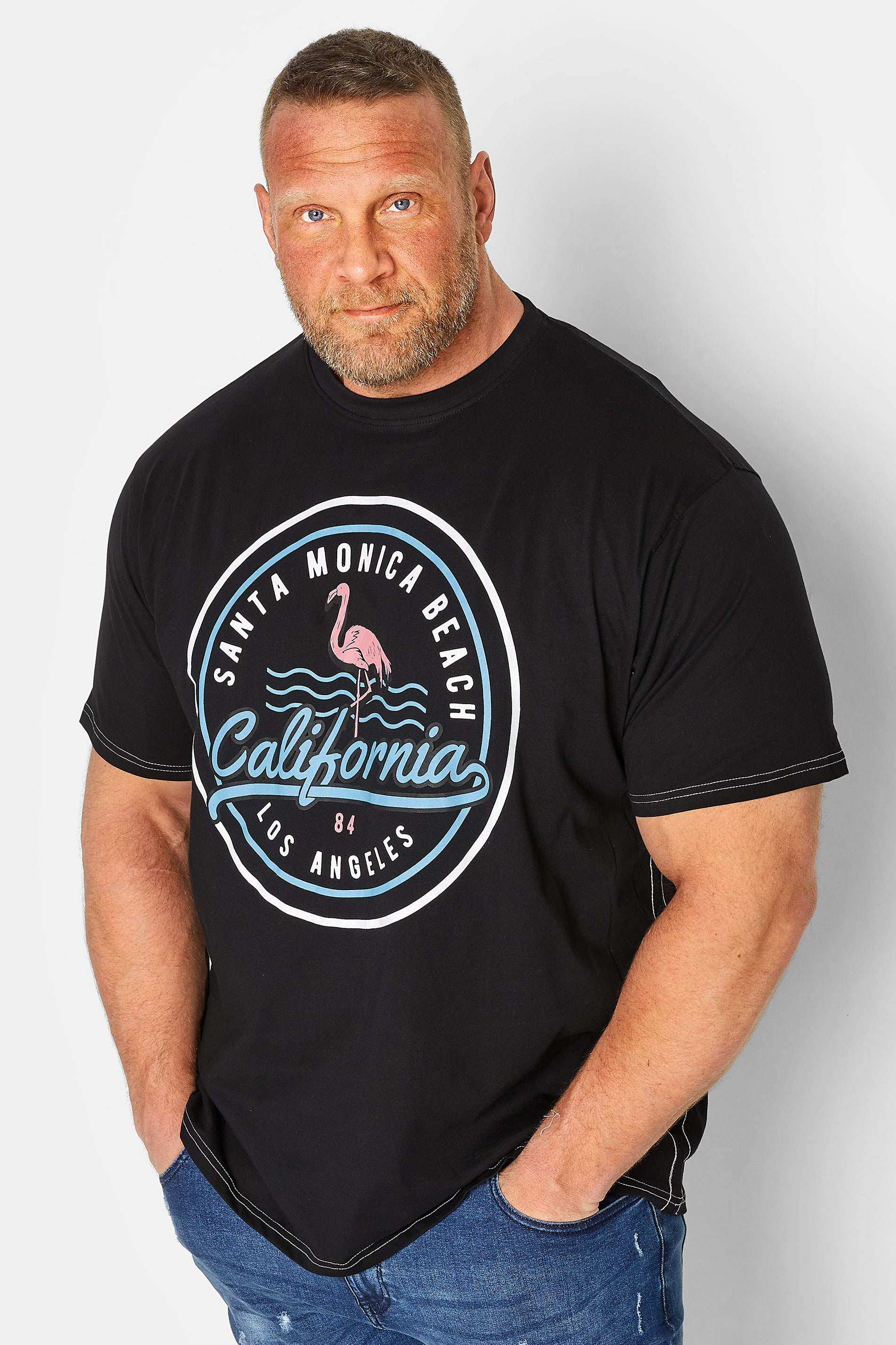KAM Big & Tall Black California Short Sleeve T-Shirt | BadRhino  1