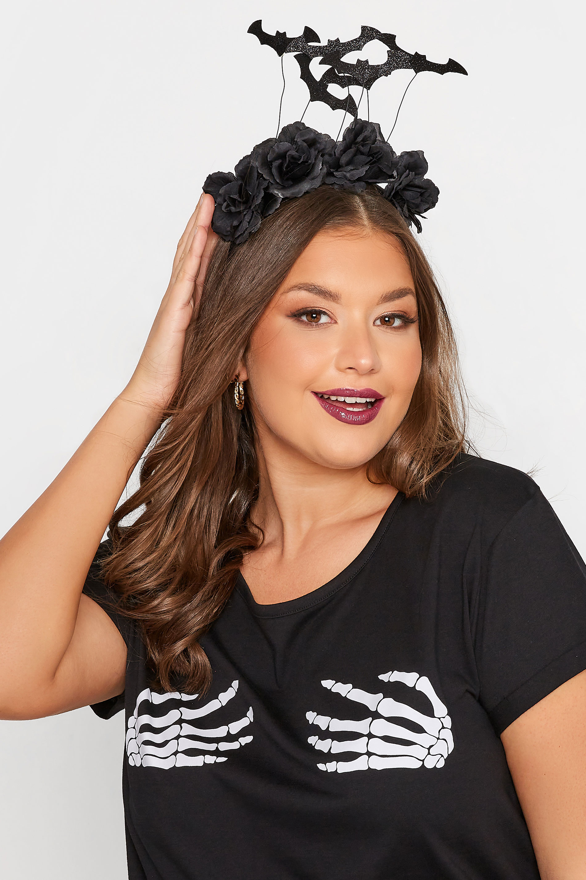 Plus Size Black Sparkle Bat Halloween Headband | Yours Clothing 1